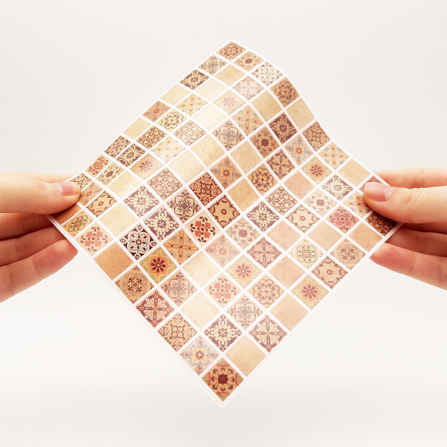WT1594 - Antique Brown Azulejo Mosaic Wall Tile Sticker Set - 15 x 15 cm (6 x 6 in) - 24 pcs