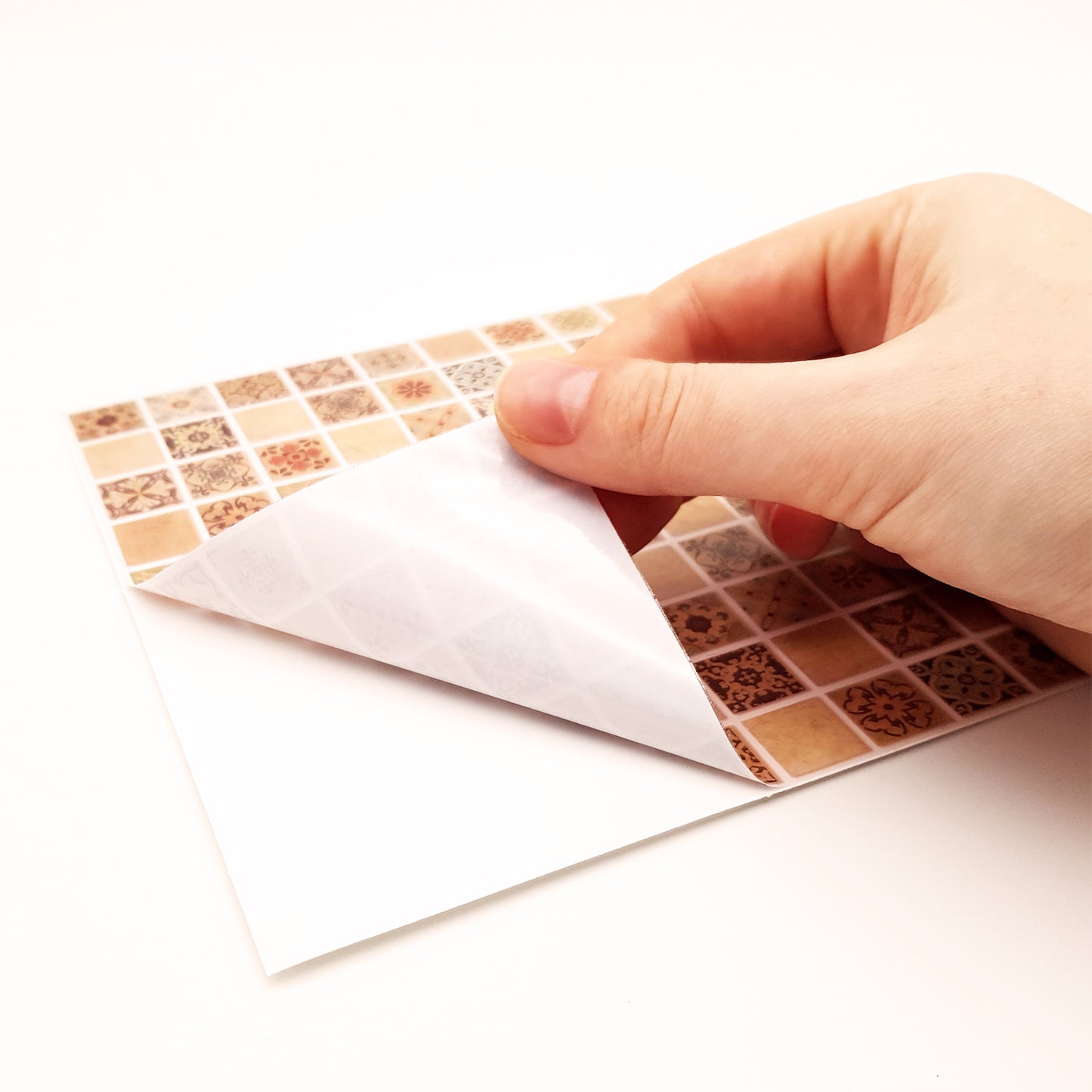 WT1594 - Antique Brown Azulejo Mosaic Wall Tile Sticker Set - 15 x 15 cm (6 x 6 in) - 24 pcs