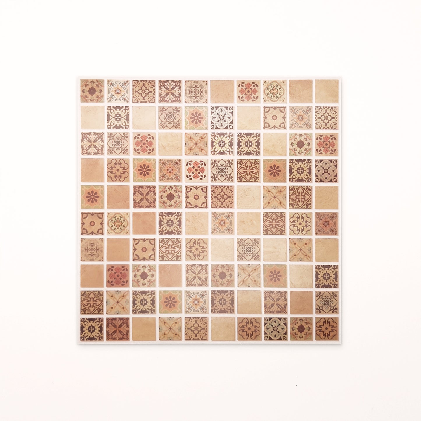 WT1594 - Antique Brown Azulejo Mosaic Wall Tile Sticker Set - 15 x 15 cm (6 x 6 in) - 24 pcs