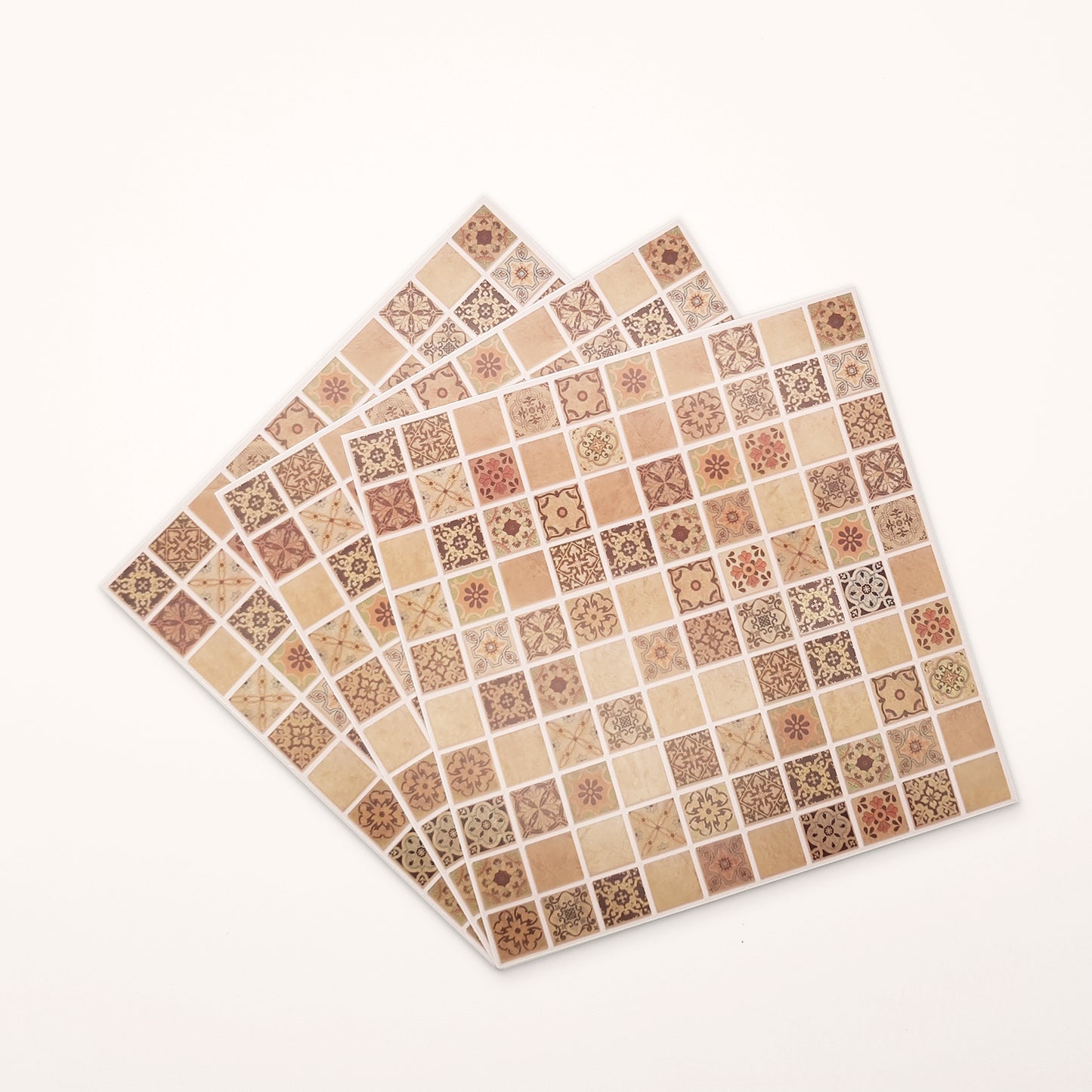 WT1594 - Antique Brown Azulejo Mosaic Wall Tile Sticker Set - 15 x 15 cm (6 x 6 in) - 24 pcs