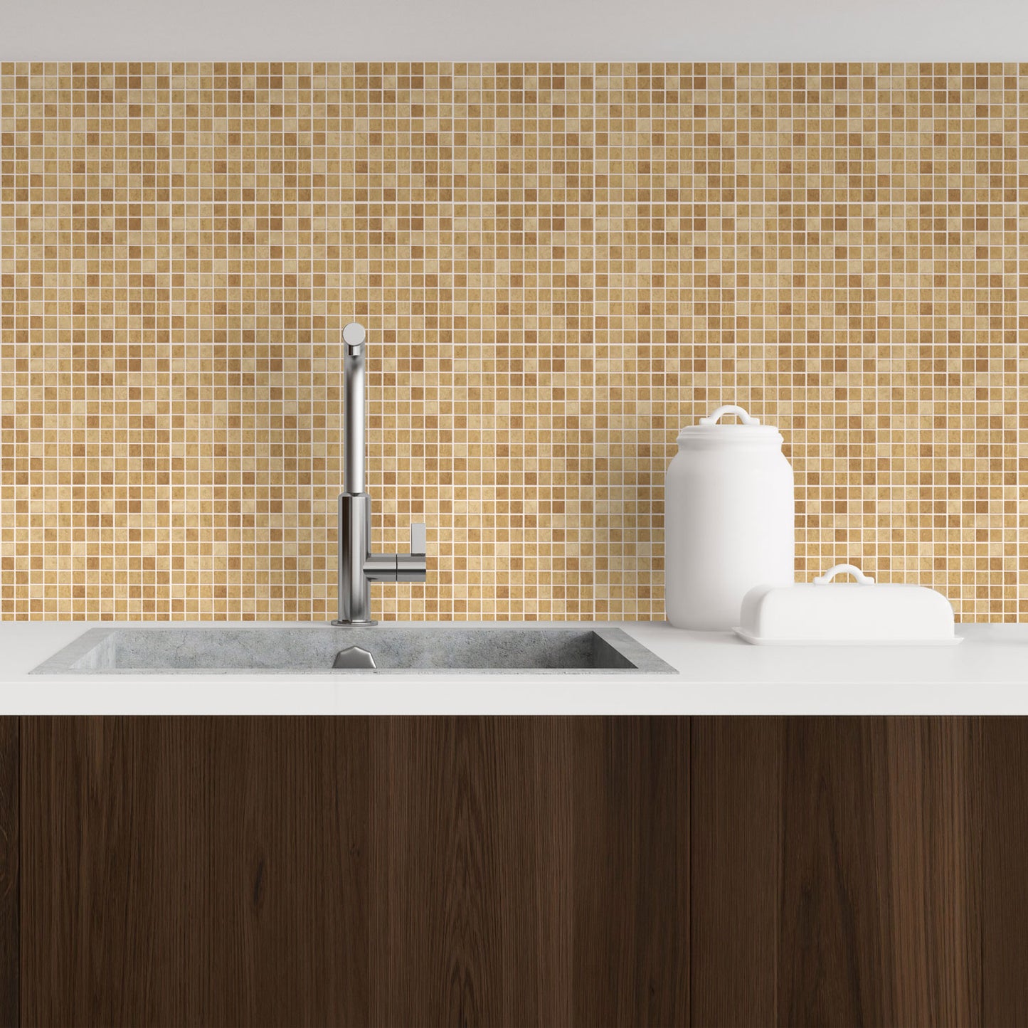 WT1595 - Boticcino Marble Mosaic Wall Tile Sticker Set - 15 x 15 cm (6 x 6 in) - 24 pcs