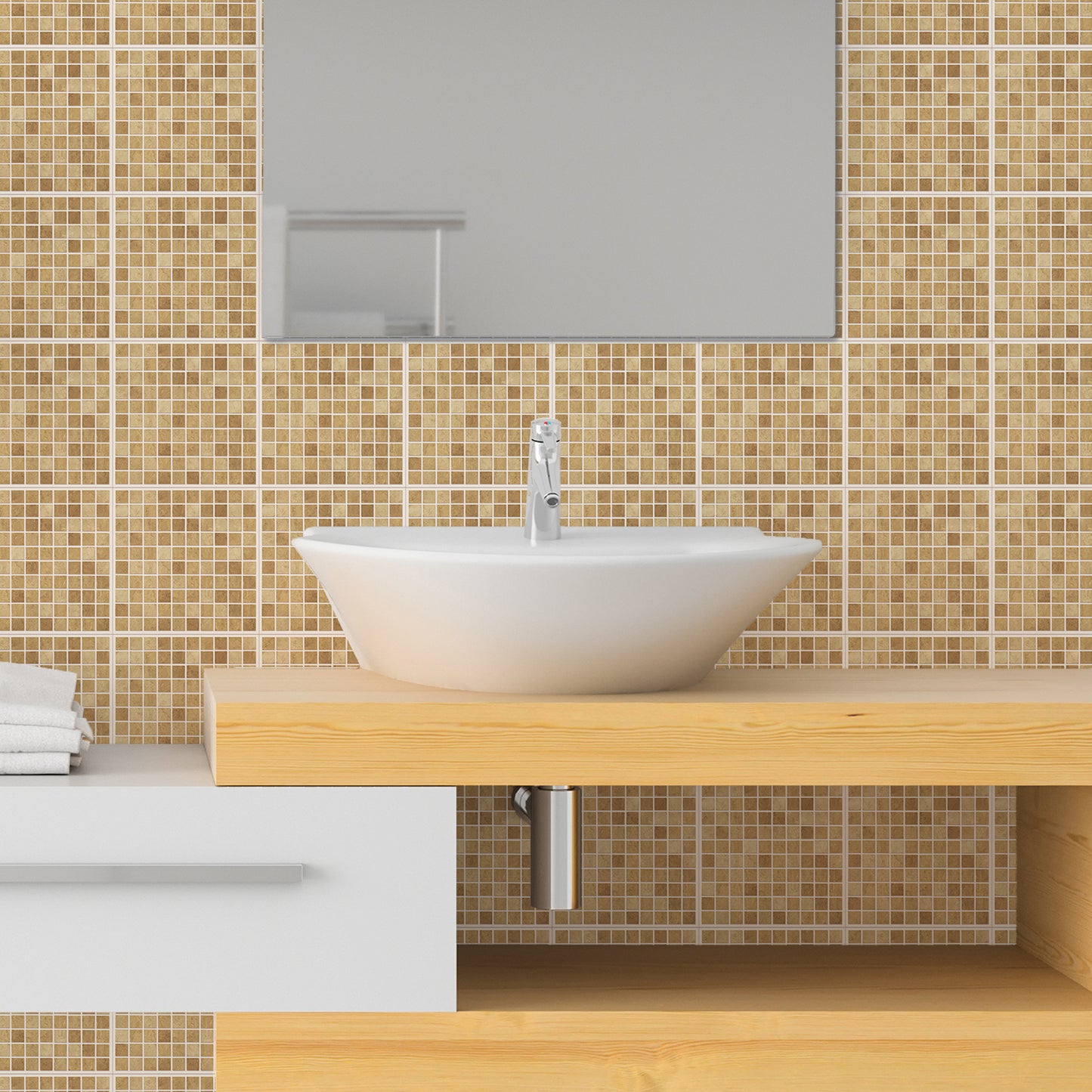 WT1595 - Boticcino Marble Mosaic Wall Tile Sticker Set - 15 x 15 cm (6 x 6 in) - 24 pcs