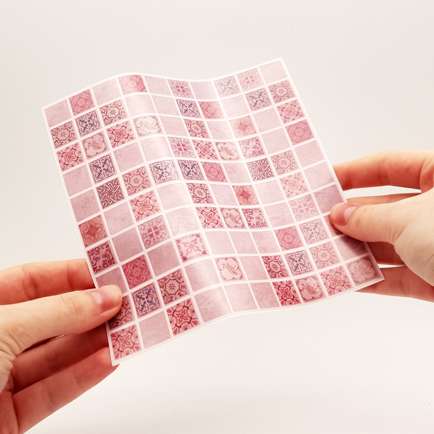 WT1597 - Pink Marble Vintage Azulejo Mosaic Wall Tile Sticker Set - 15 x 15 cm (6 x 6 in) - 24 pcs