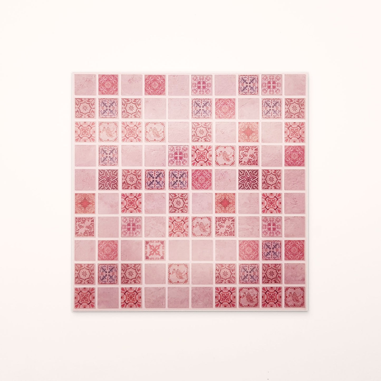 WT1597 - Pink Marble Vintage Azulejo Mosaic Wall Tile Sticker Set - 15 x 15 cm (6 x 6 in) - 24 pcs