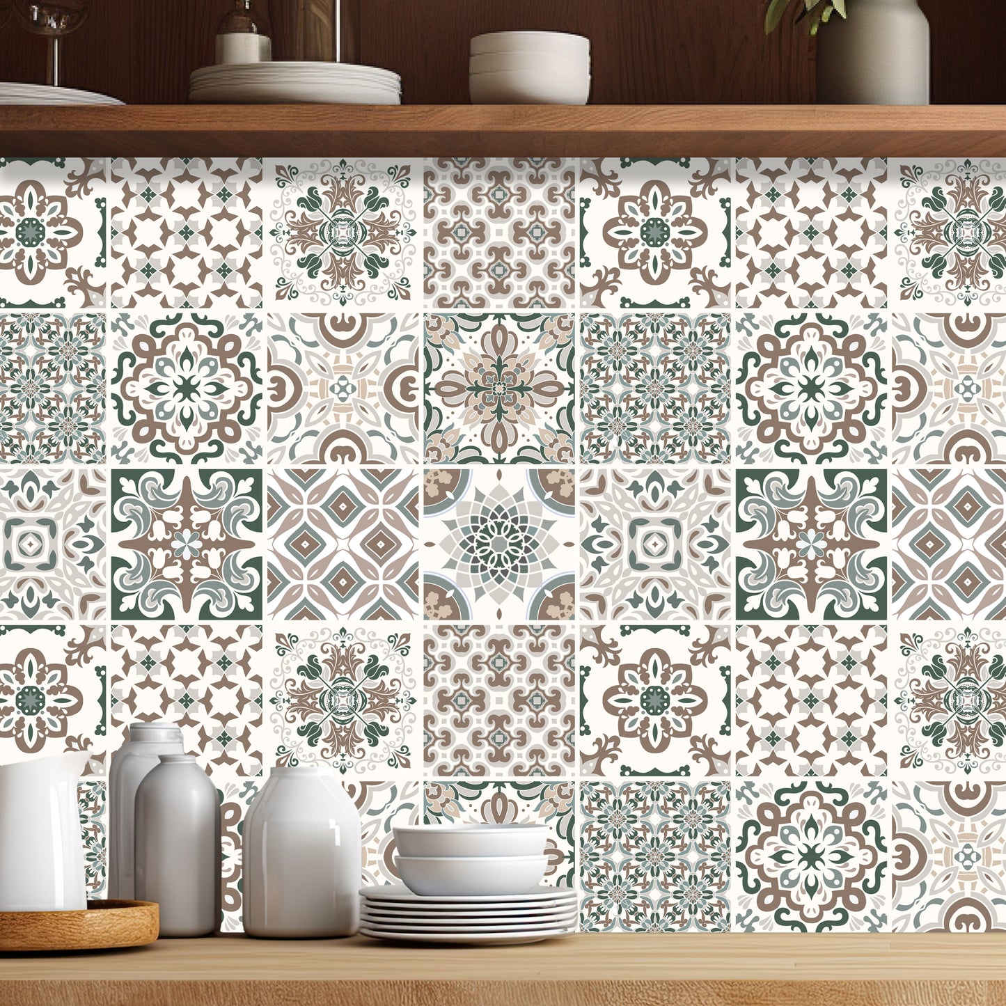 WT1598 - Vintage Victorian Wall Tile Stickers - 15 cm x 15 cm - 24 pcs