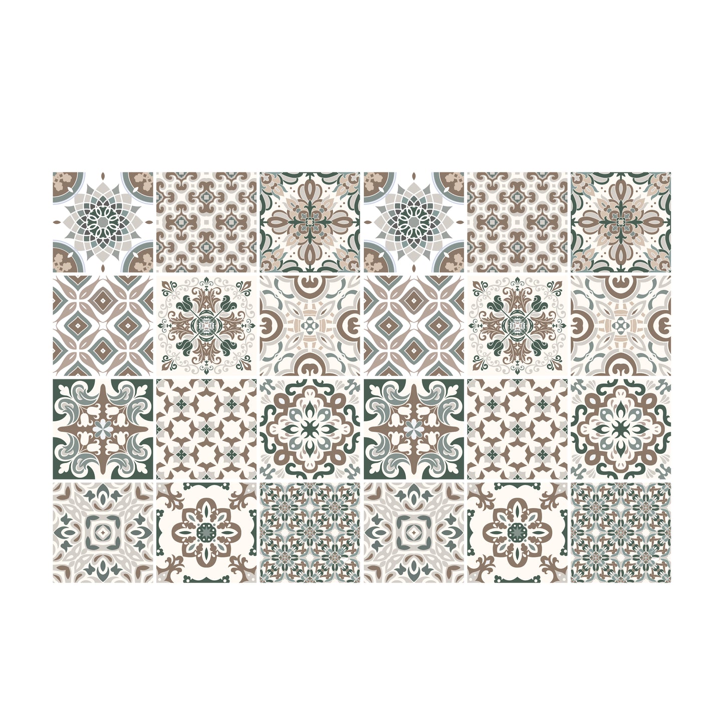 WT1598 - Vintage Victorian Wall Tile Stickers - 15 cm x 15 cm - 24 pcs