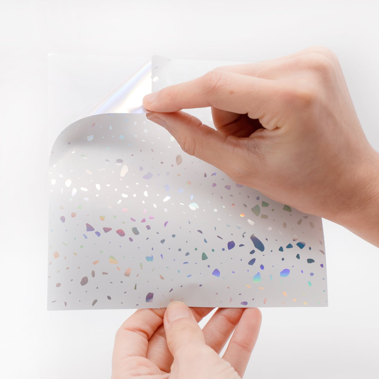 WT1604 - Terrazzo Holographic Glitter White Wall Tile Sticker Set - 15cm (6inch) - 24pcs one pack