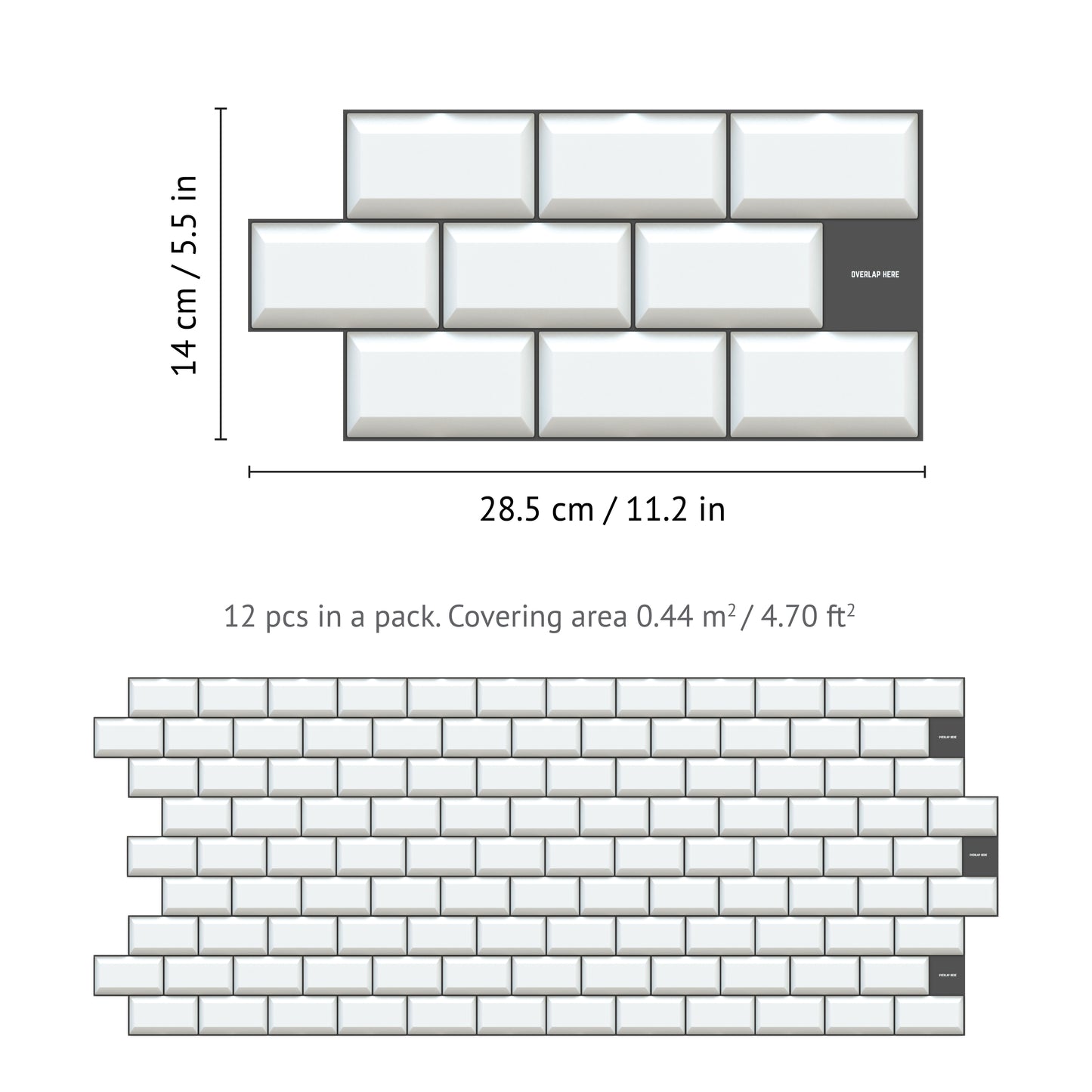 WT1706 - Off White Subway Brick Tile 11.2 x 5.5 inches / 28.5 x 14 cm