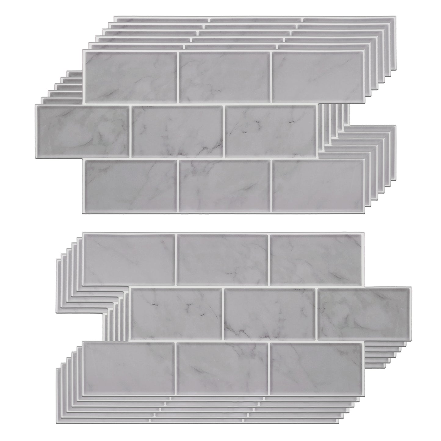WT1902 - Grey Marble Stone Tile Sticker 6 x 12 inches / 15.4 x 30.5 cm - 12pcs in a pack