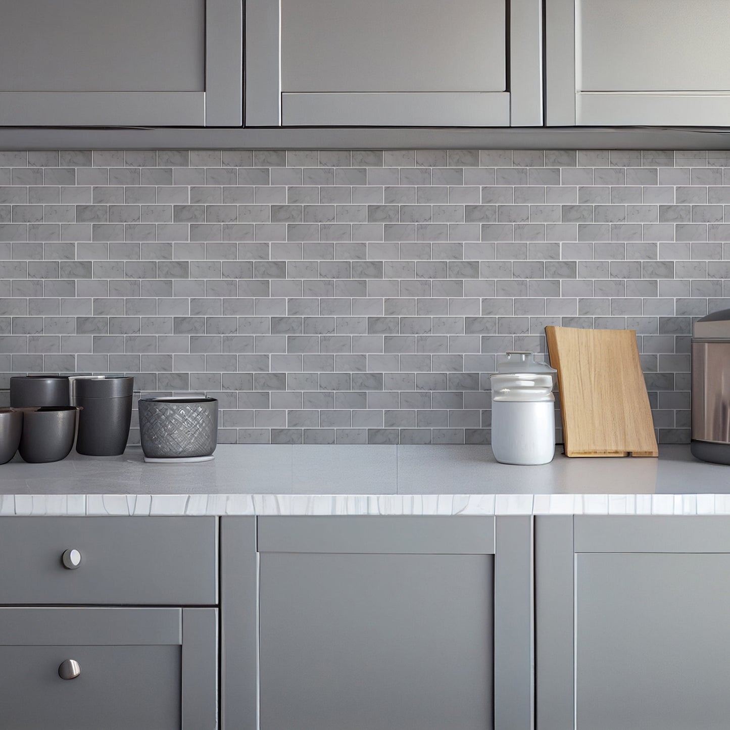 WT1902 - Grey Marble Stone Tile Sticker 6 x 12 inches / 15.4 x 30.5 cm - 12pcs in a pack