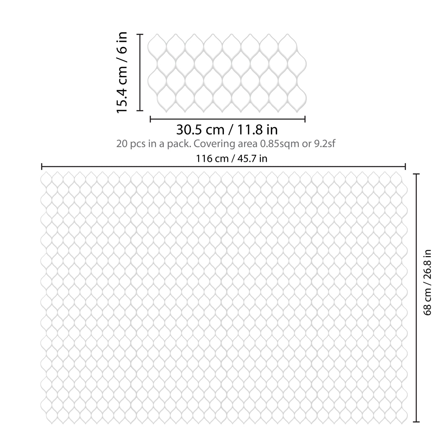 WT3D1817 - White Leaf Stone 3D Tile Sticker 30.5 x 15.4cm (12 x 6 in) - 20pcs in a pack
