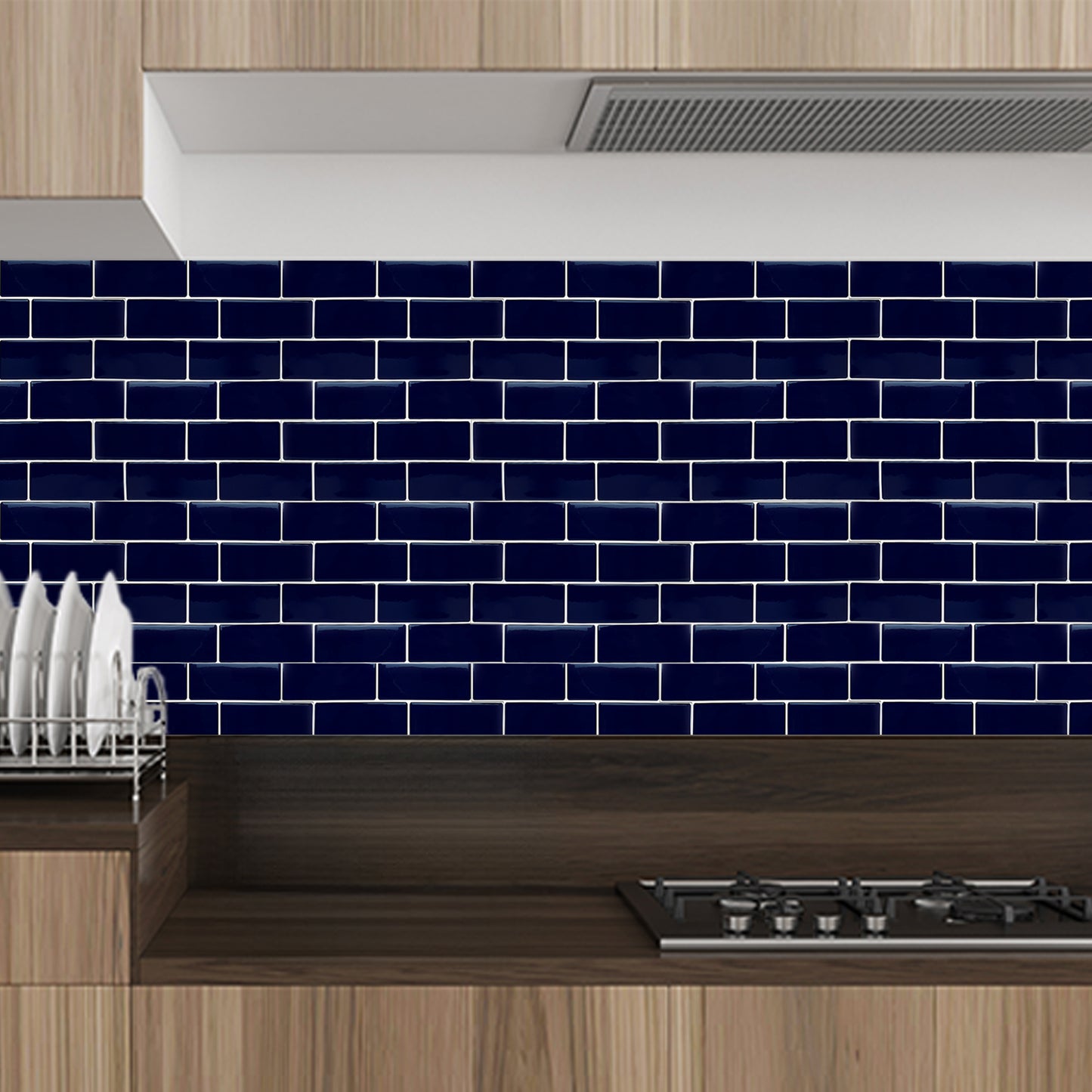Deep Blue Glossy 3D Sticker Tile 30.5 x 30.5cm - 6 pcs