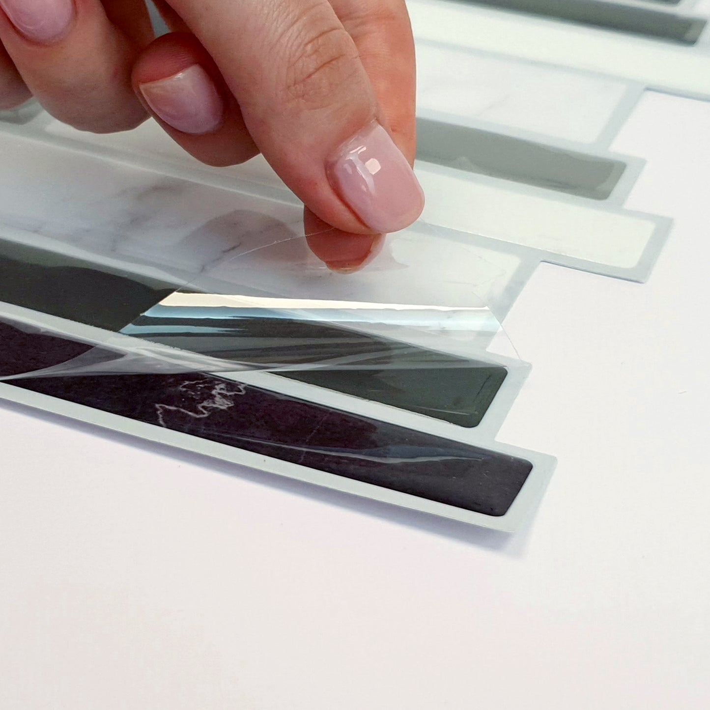 Light and Dark Marble Glossy 3D Sticker Tile 30.5 x 15.4cm (12 x 6 in) - 12pcs in a pack