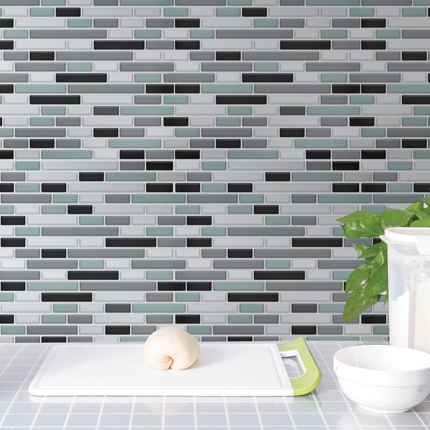 Metallic Turquoise Mosaic Glossy 3D Sticker Tile 30.5 x 15.4cm (12 x 6 in) - 12pcs in a pack