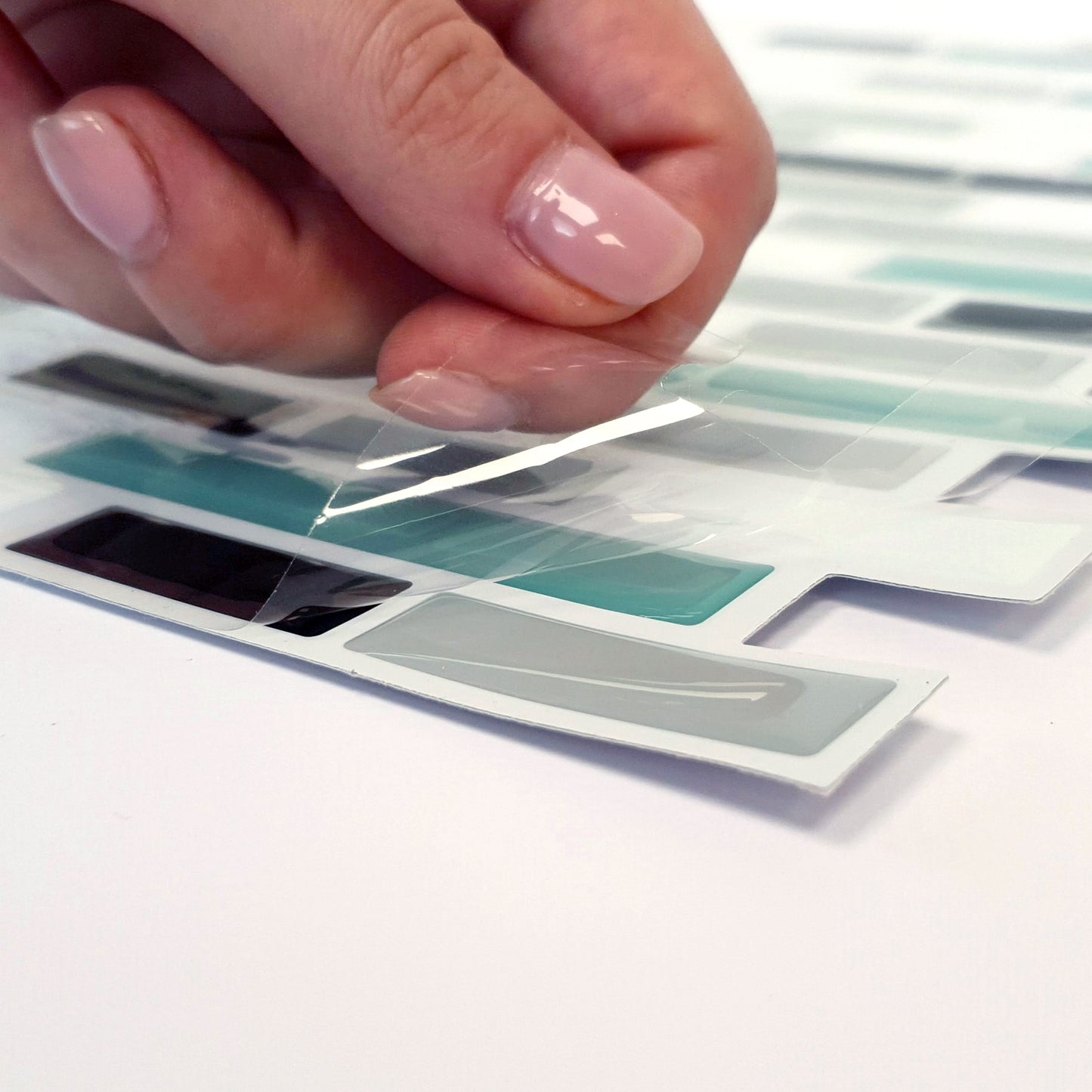 Metallic Turquoise Mosaic Glossy 3D Sticker Tile 30.5 x 15.4cm (12 x 6 in) - 12pcs in a pack