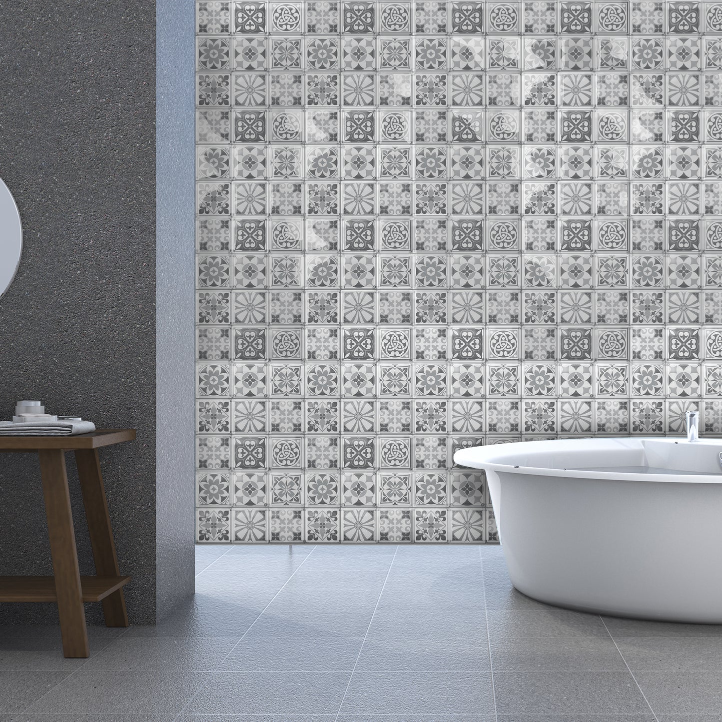 Purbeck Stone Glossy 3D Sticker Tile 15.4 cm (6 in) - 16pcs in a pack