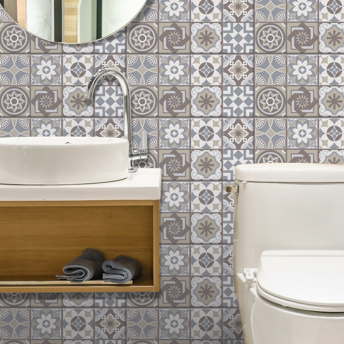 Limestone Spanish Glossy 3D Sticker Tile 15.4cm (6 in) - 16pcs in a pack