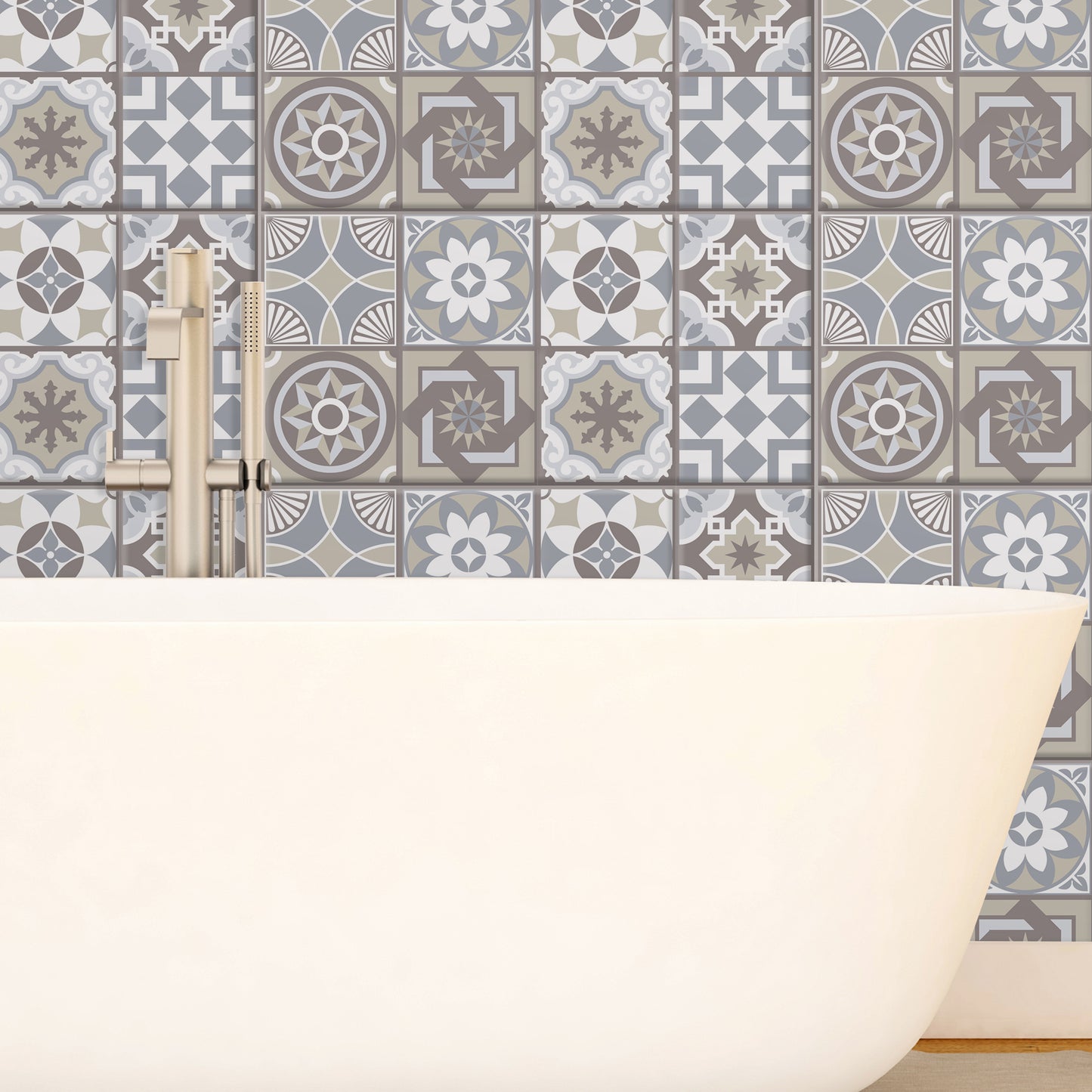 Limestone Spanish Glossy 3D Sticker Tile 15.4cm (6 in) - 16pcs in a pack