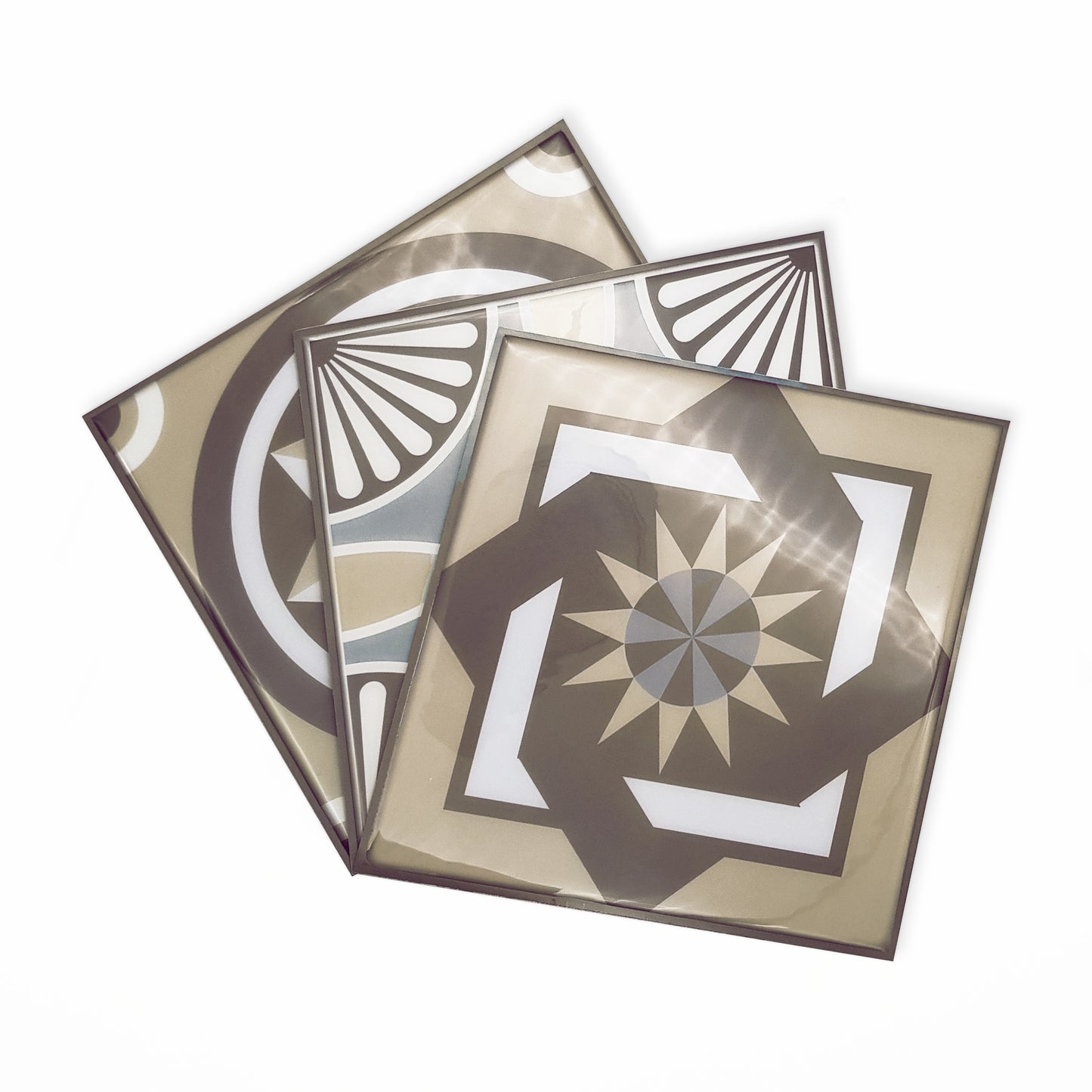 Limestone Spanish Glossy 3D Sticker Tile 15.4cm (6 in) - 16pcs in a pack