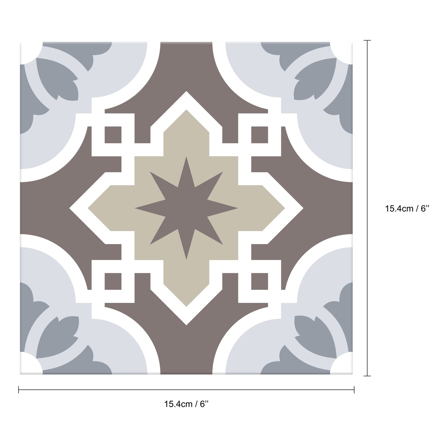 Limestone Spanish Glossy 3D Sticker Tile 15.4cm (6 in) - 16pcs in a pack