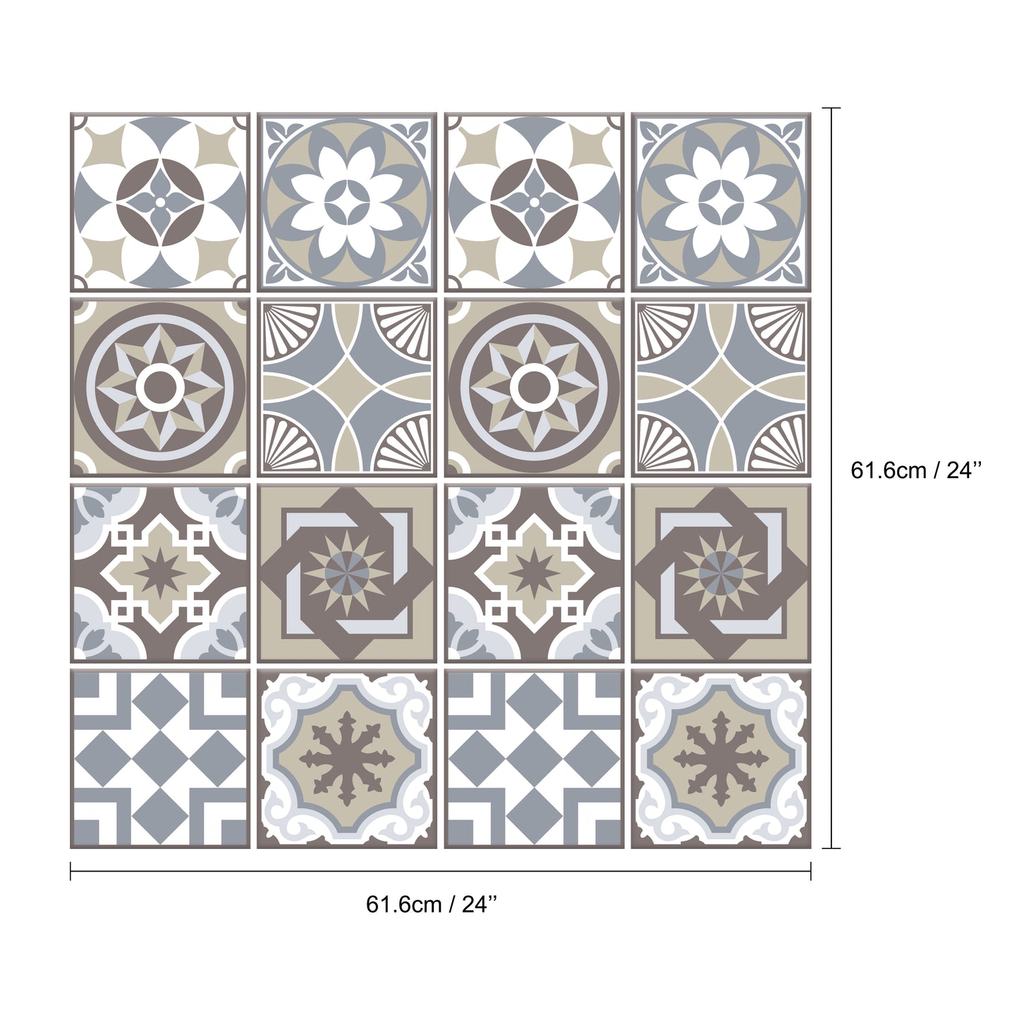 Limestone Spanish Glossy 3D Sticker Tile 15.4cm (6 in) - 16pcs in a pack