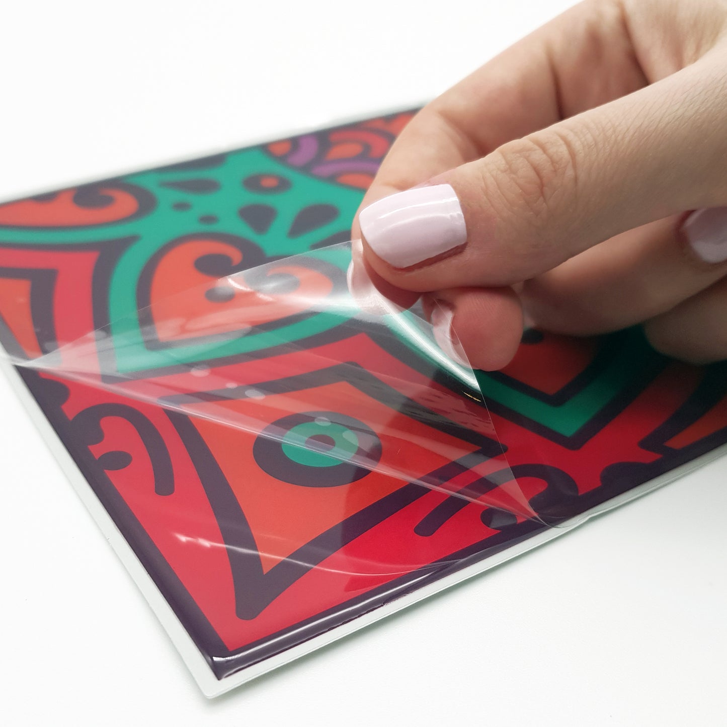 Colourful Mandala Spanish Glossy 3D Sticker Tile 15.4 cm (6 in) - 16pcs in a pack