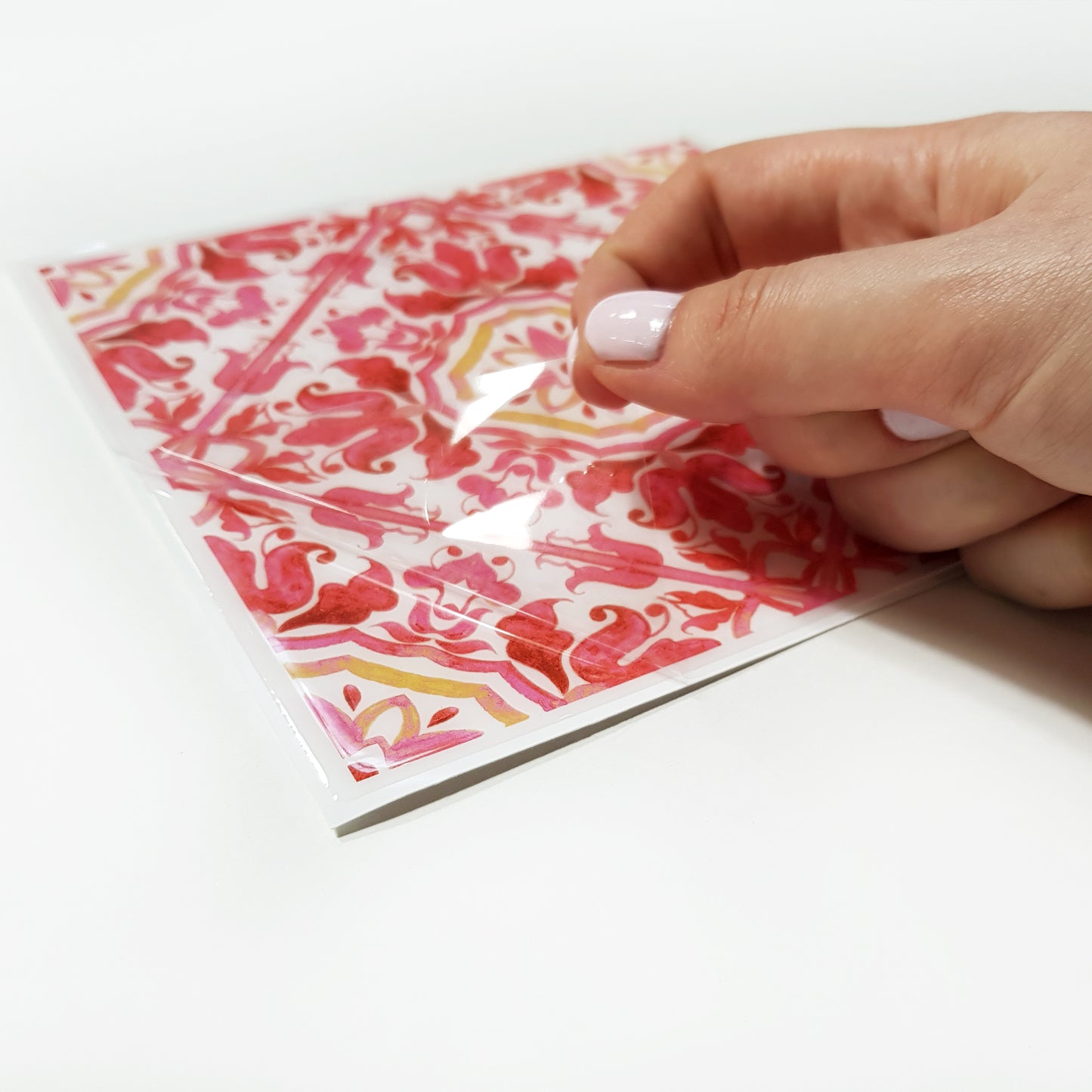 Moroccan Rose Red Mosaic Glossy 3D Sticker Tile 15.4 cm (6 in) - 16pcs in a pack