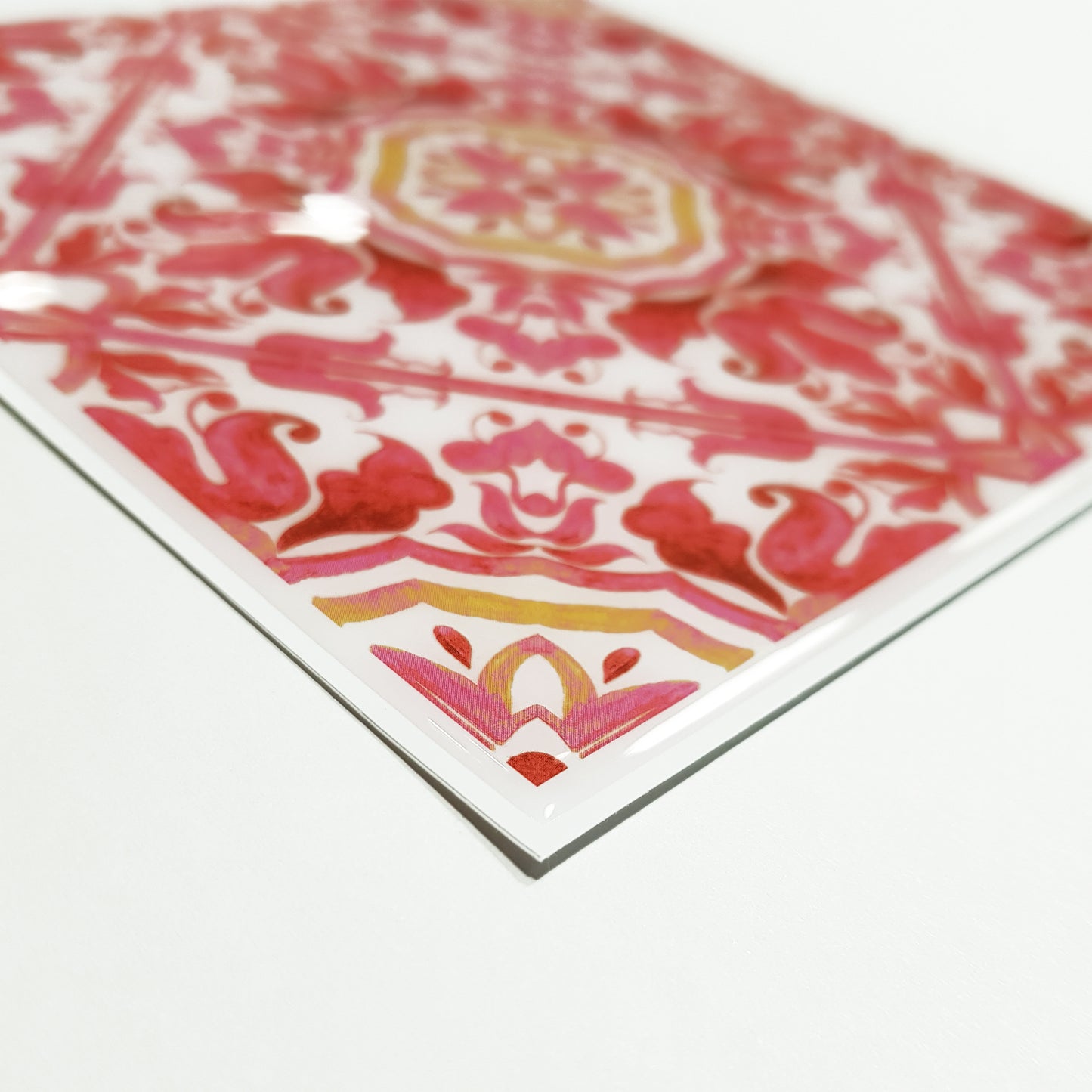 Moroccan Rose Red Mosaic Glossy 3D Sticker Tile 15.4 cm (6 in) - 16pcs in a pack