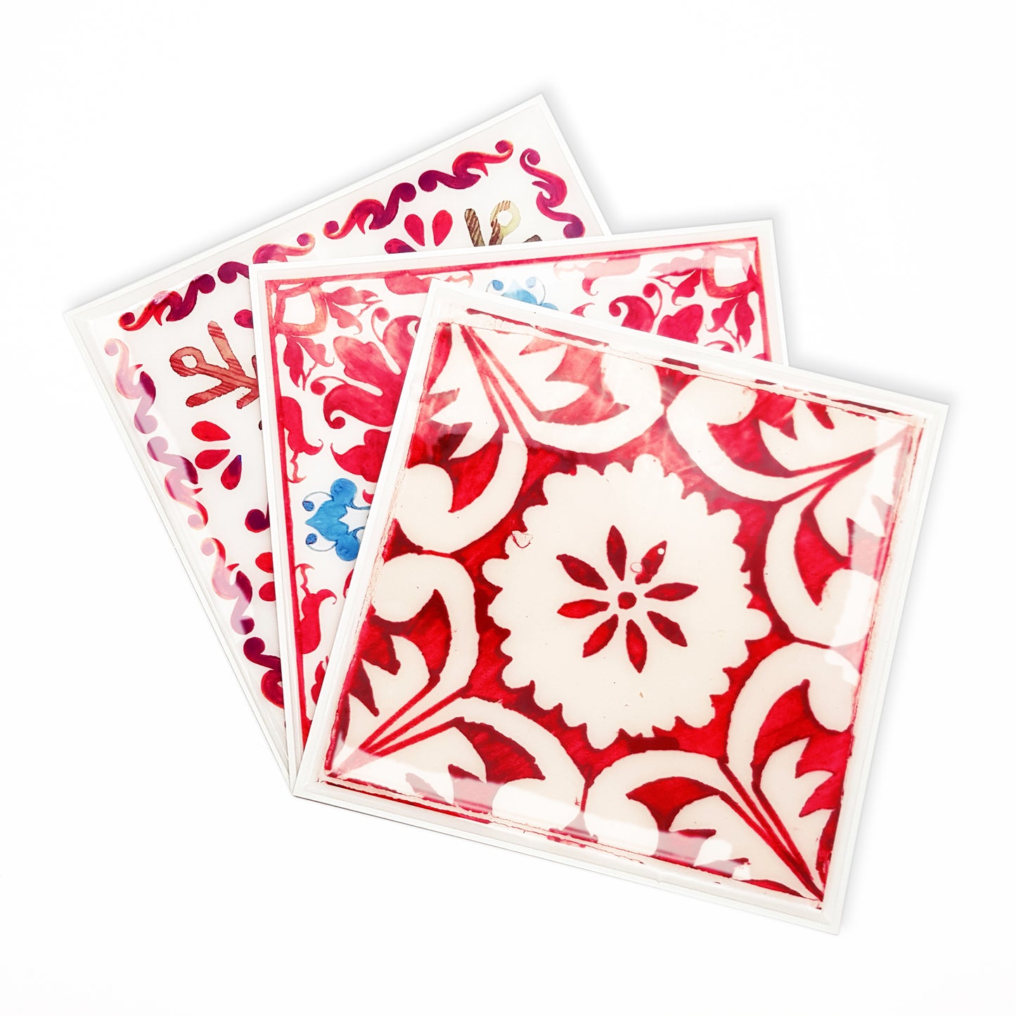 Moroccan Rose Red Mosaic Glossy 3D Sticker Tile 15.4 cm (6 in) - 16pcs in a pack