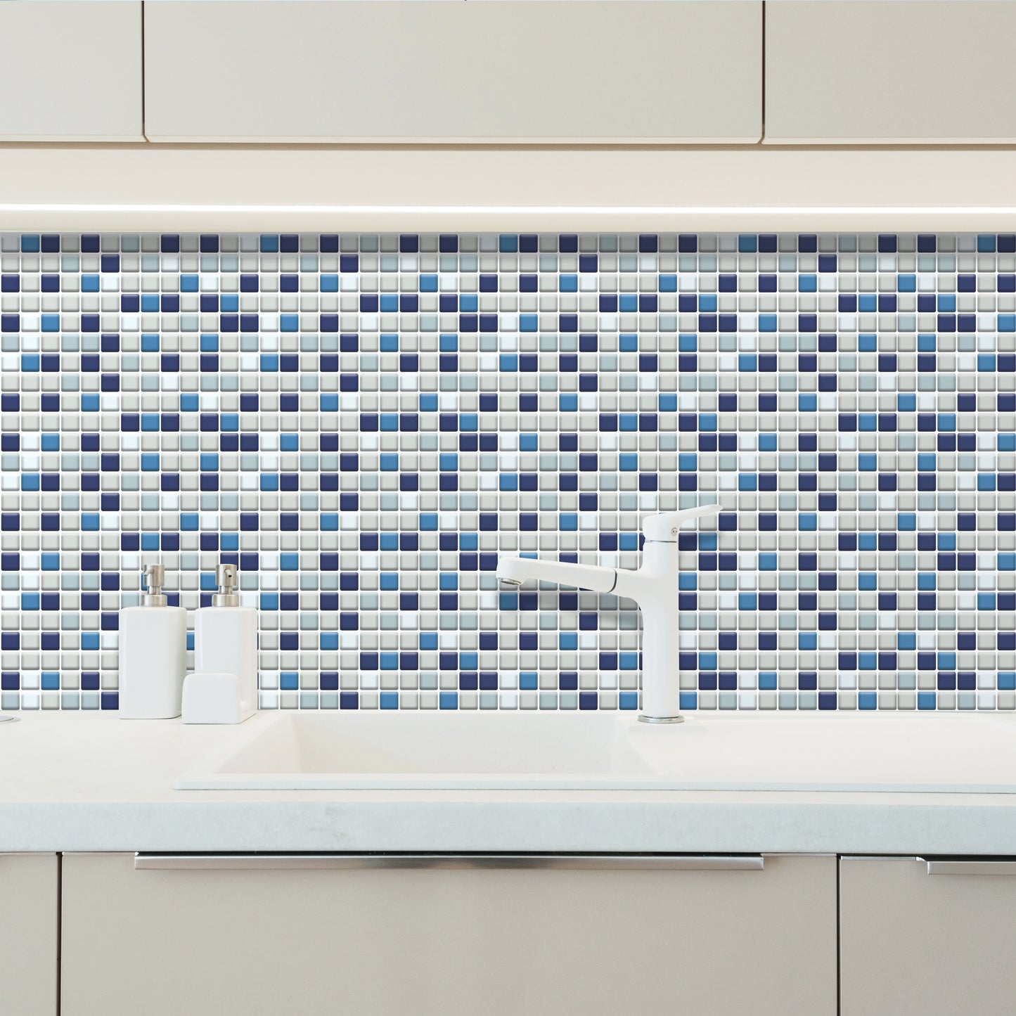 Blue Sea Mosaic Glossy 3D Sticker Tile 30.5 x 15.4cm (12 x 6 in) - 12pcs in a pack