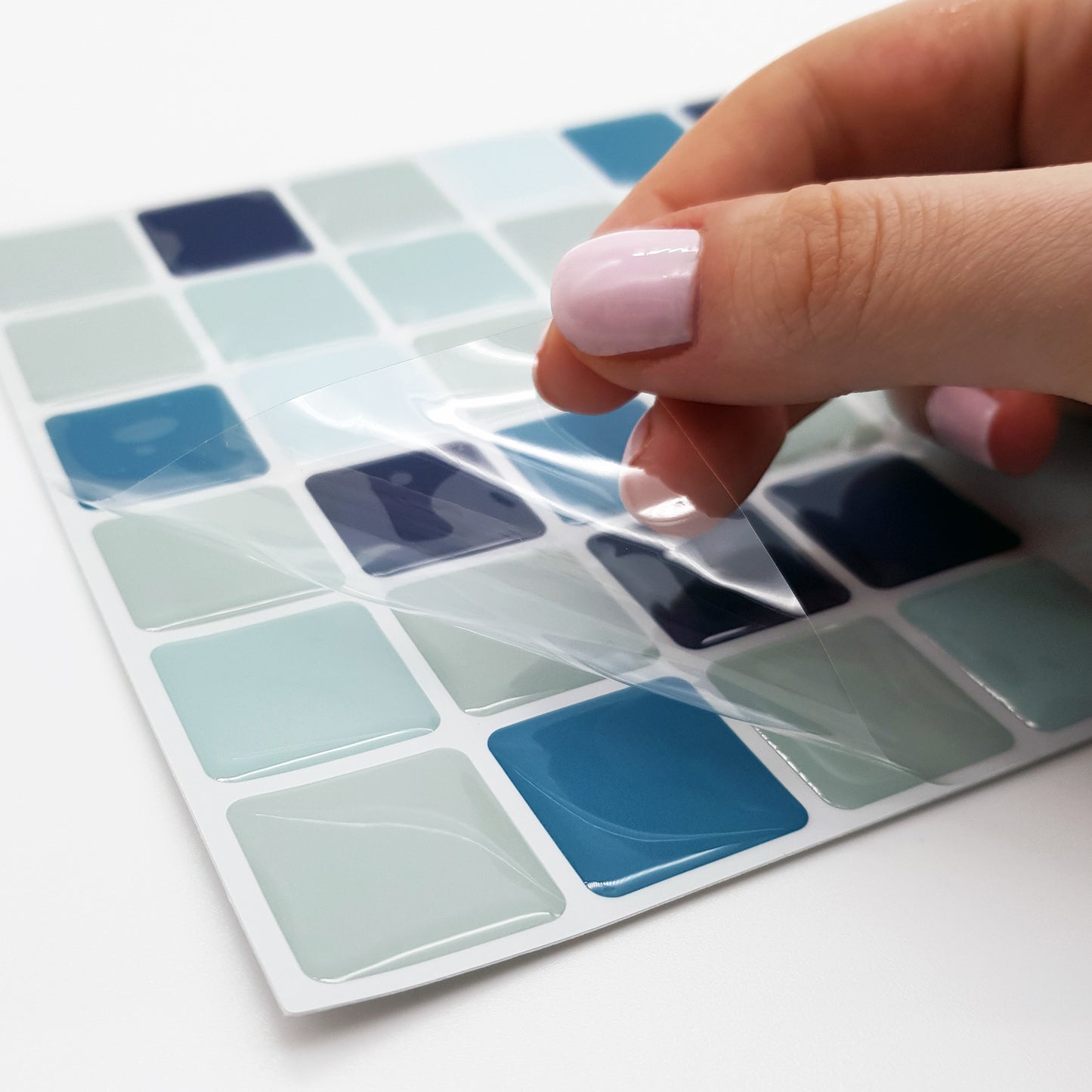 Blue Sea Mosaic Glossy 3D Sticker Tile 30.5 x 15.4cm (12 x 6 in) - 12pcs in a pack