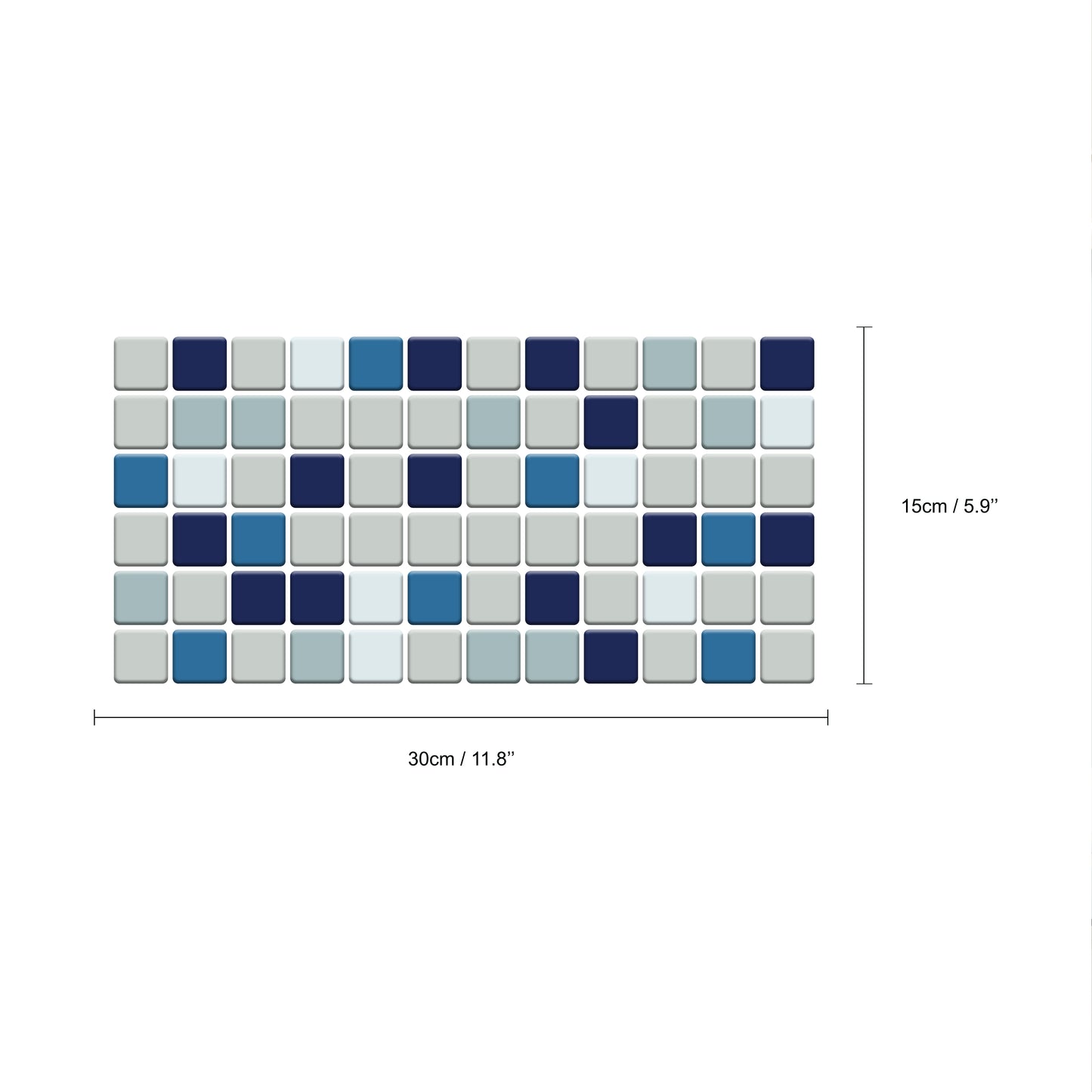 Blue Sea Mosaic Glossy 3D Sticker Tile 30.5 x 15.4cm (12 x 6 in) - 12pcs in a pack