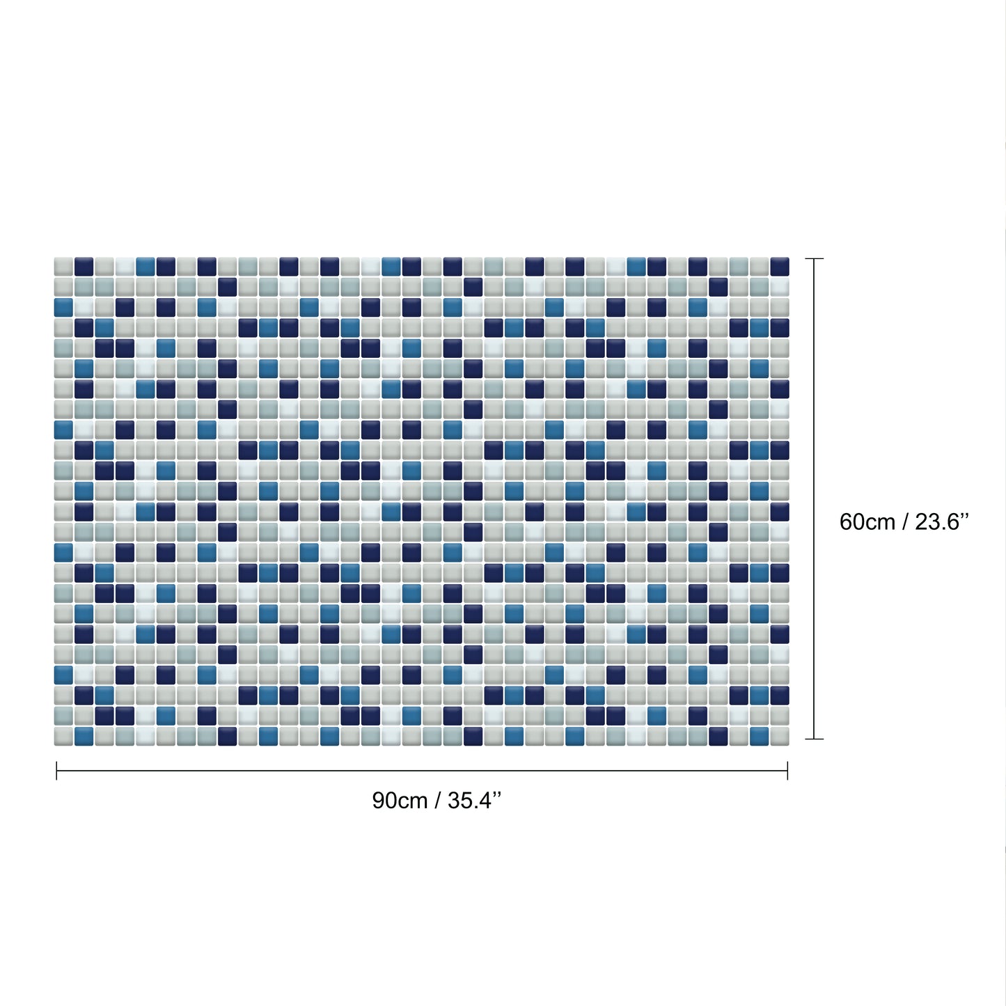 Blue Sea Mosaic Glossy 3D Sticker Tile 30.5 x 15.4cm (12 x 6 in) - 12pcs in a pack