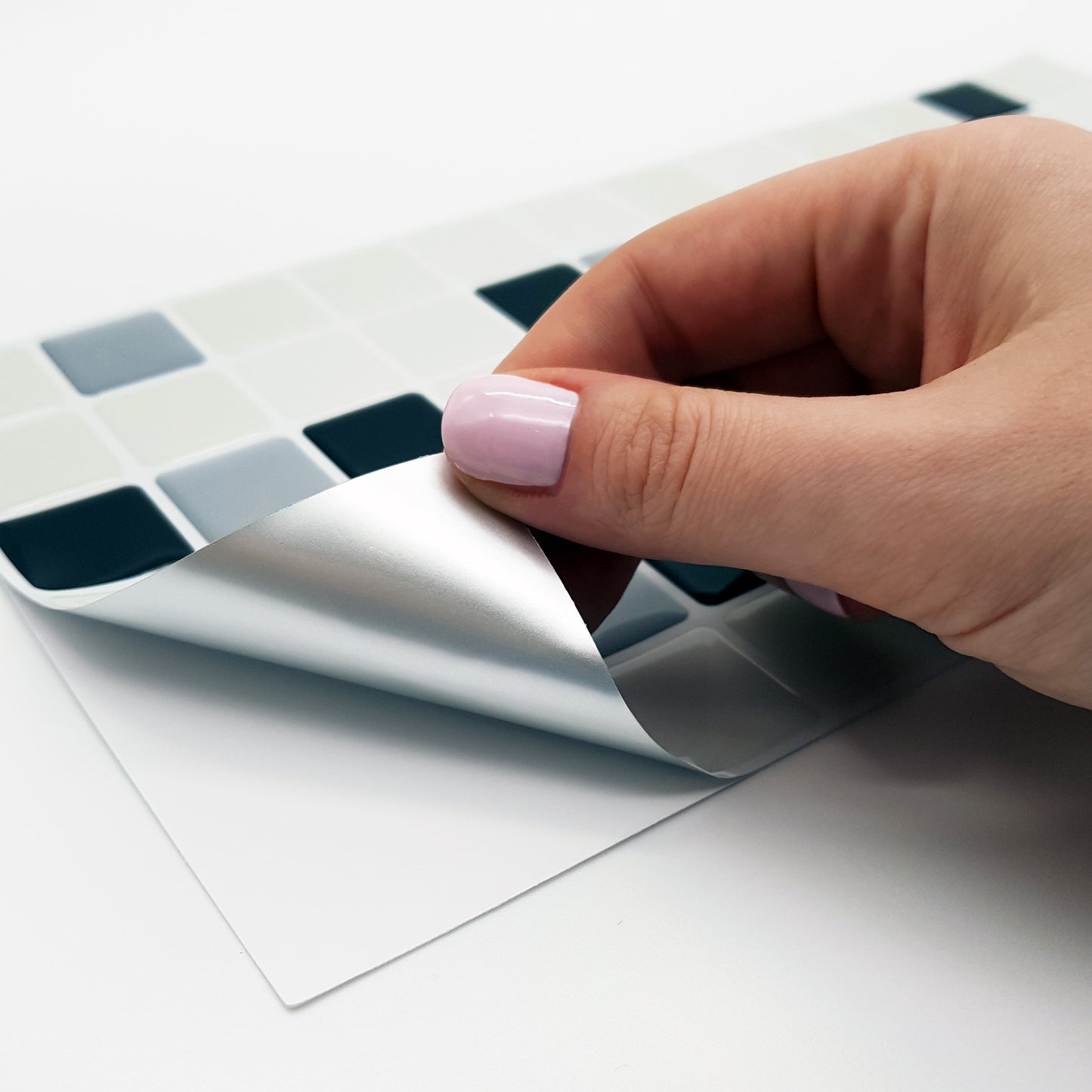 Classic Black and White Mosaic Glossy 3D Sticker Tile 30.5 x 15.4cm (12 x 6 in) - 12pcs in a pack