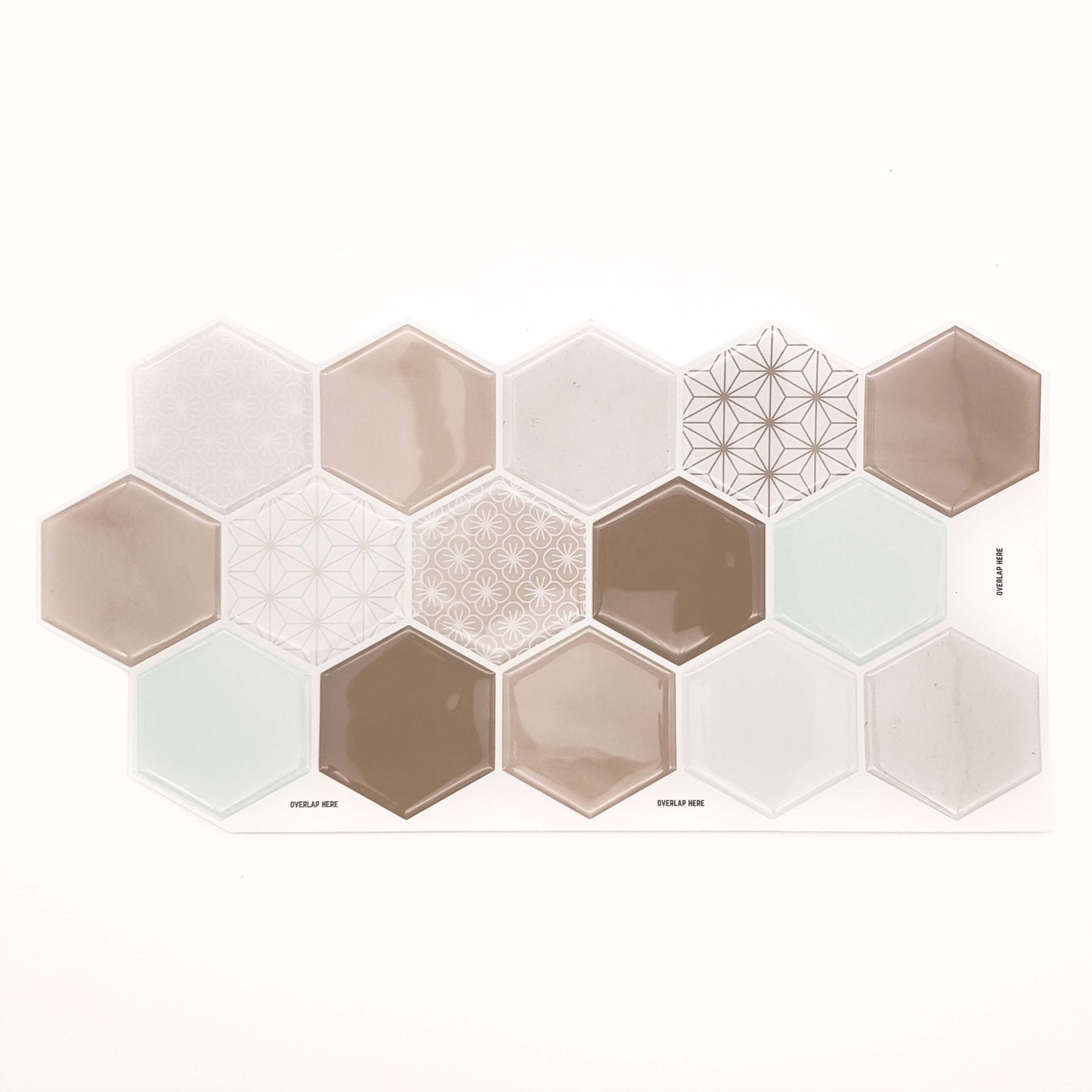 Honey Hexa Brown Glossy 3D Tile Stickers 30.5 x 15.4cm (12 x 6 in) - 12 pcs in a pack