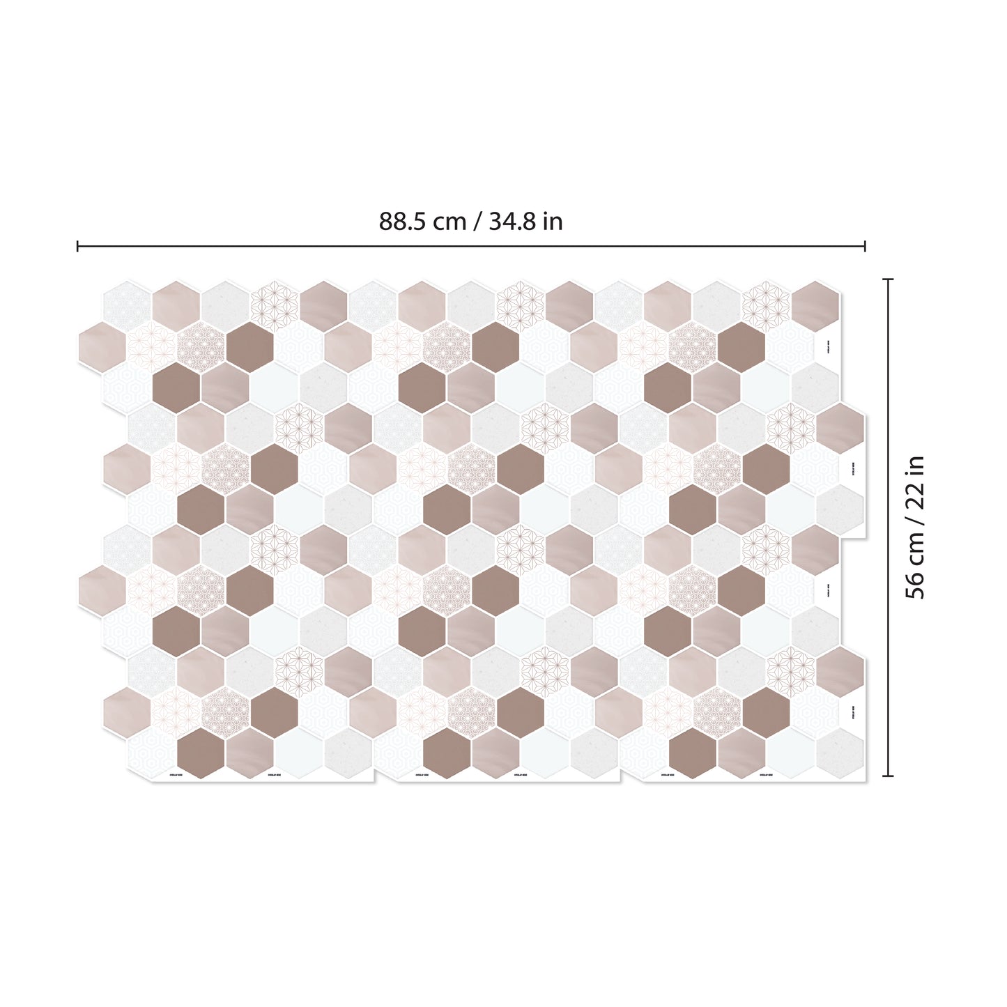 Honey Hexa Brown Glossy 3D Tile Stickers 30.5 x 15.4cm (12 x 6 in) - 12 pcs in a pack