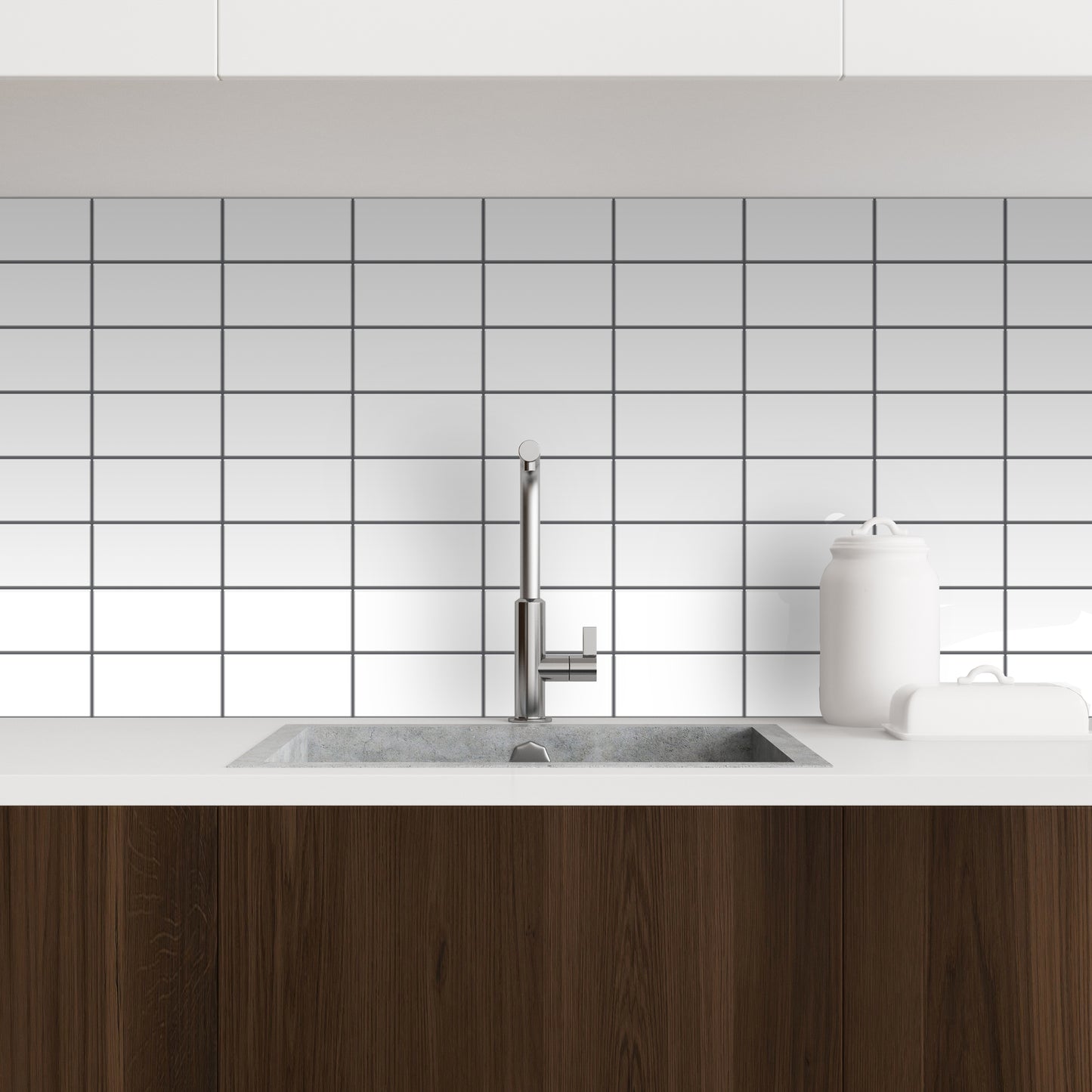 Insta Kitchen Original Brilliant White Glossy 3D Tile Stickers 30.5 x 15.4cm (12 x 6 in) - 12 pcs in a pack