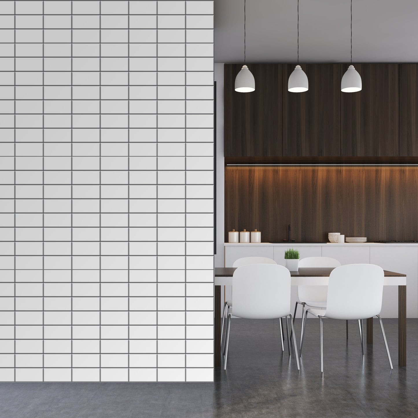 Insta Kitchen Original Brilliant White Glossy 3D Tile Stickers 30.5 x 15.4cm (12 x 6 in) - 12 pcs in a pack