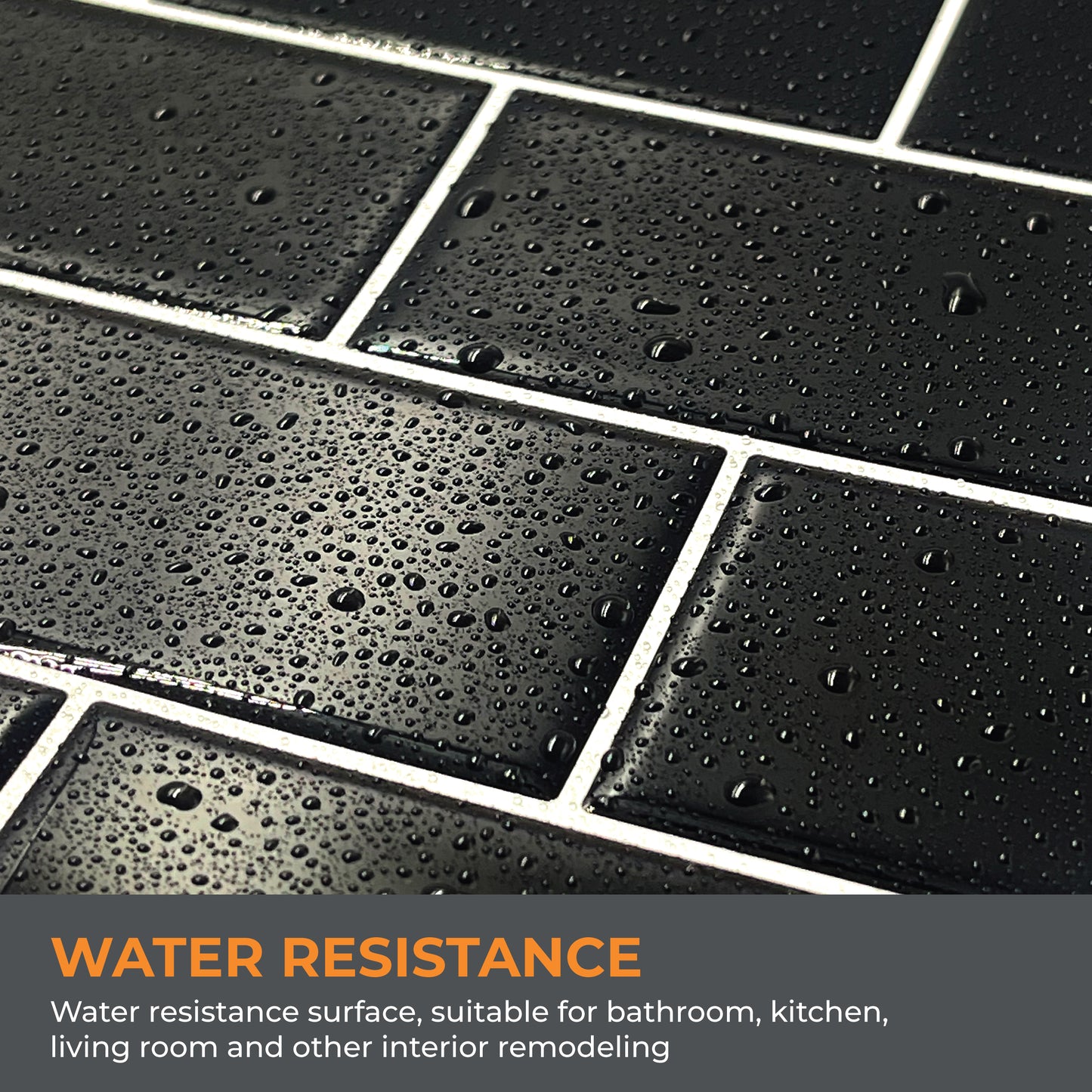 London Metro Classic Brick Pure Black Glossy Extra 3D Tile 30.5 x 30.5cm - 6 pcs