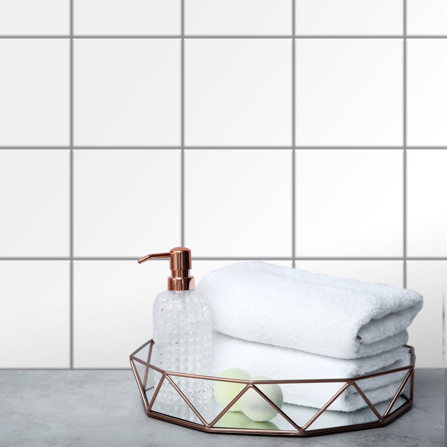 Spanish Retro White Square Glossy 3D Tile Stickers 15.4 cm (6 in) - 16pcs in a pack