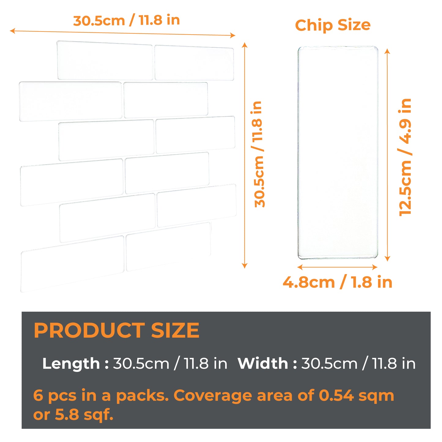 London Minimalist Brilliant All-White Glossy 3D Tile 30.5 x 30.5cm - 6 pcs