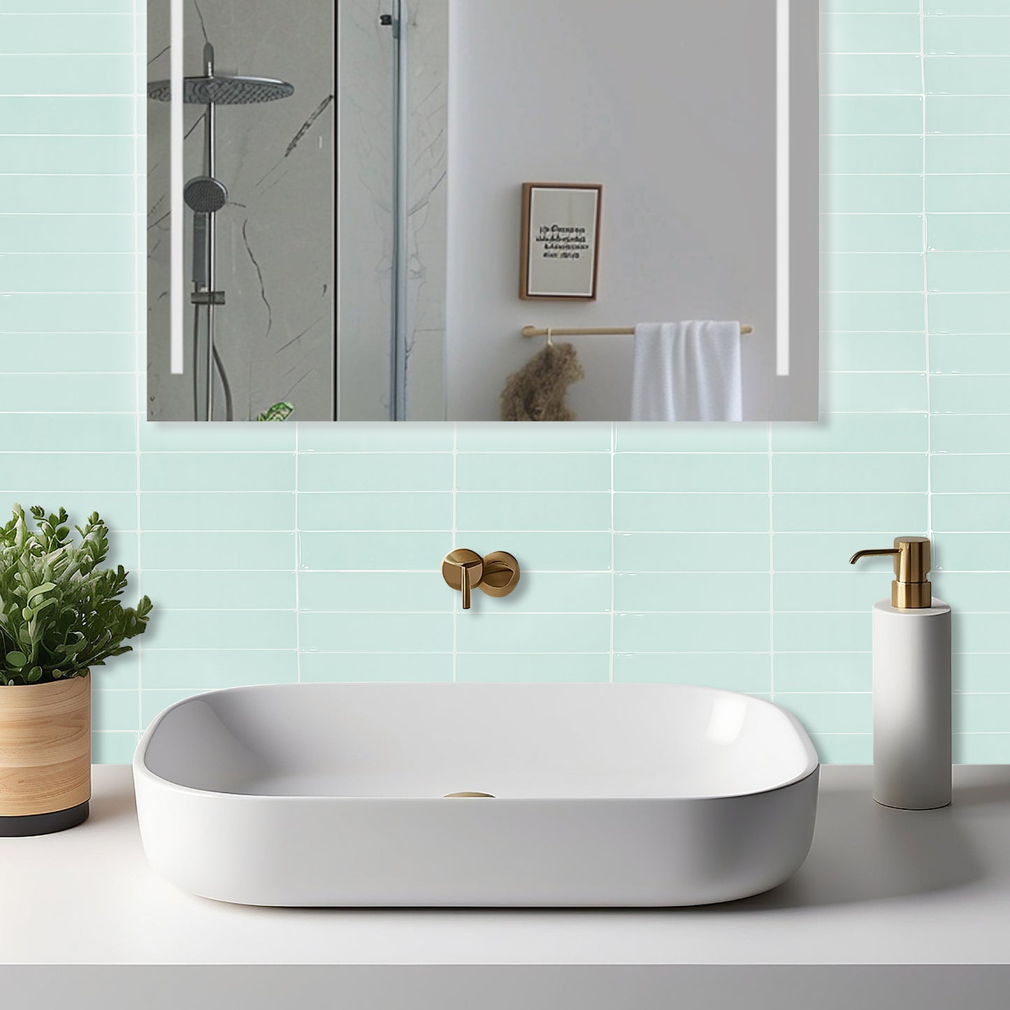 Light Sea Green Rectangular 3D Sticker Tile 12 x 12 inches / 30.5 x 30.5 cm - 6pcs in a pack