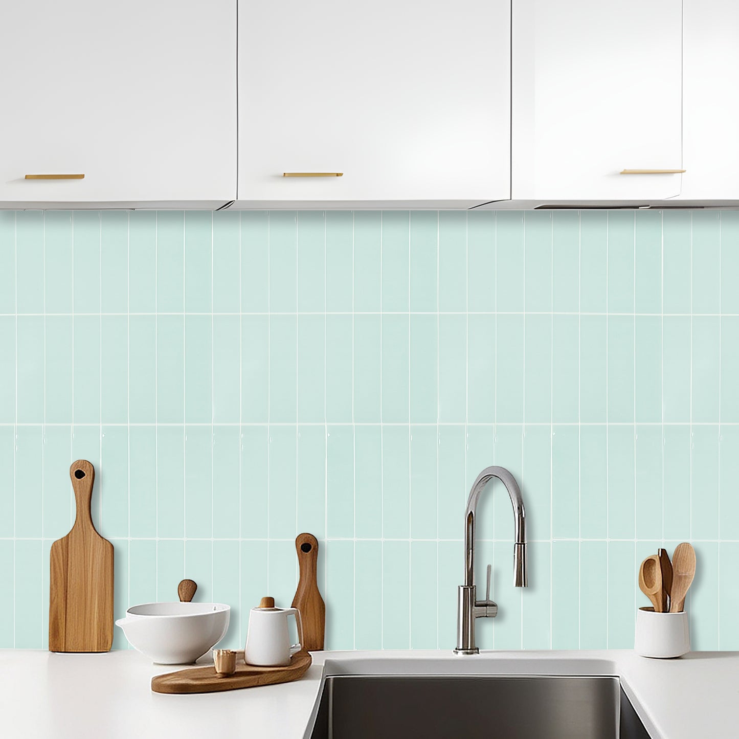 Light Sea Green Rectangular 3D Sticker Tile 12 x 12 inches / 30.5 x 30.5 cm - 6pcs in a pack
