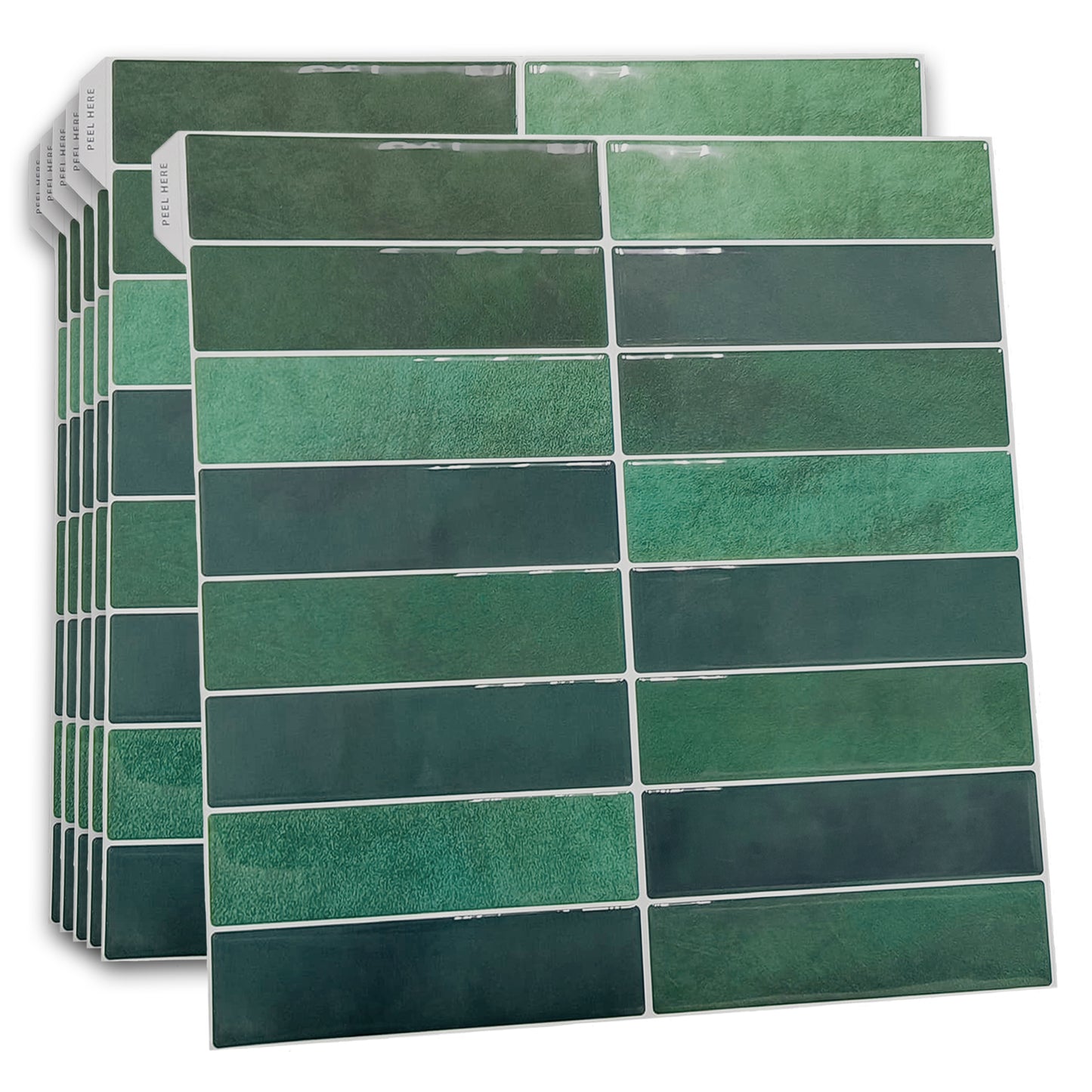 Dark Mose Green Rectangular 3D Sticker Tile 12 x 12 inches / 30.5 x 30.5 cm - 6pcs in a pack