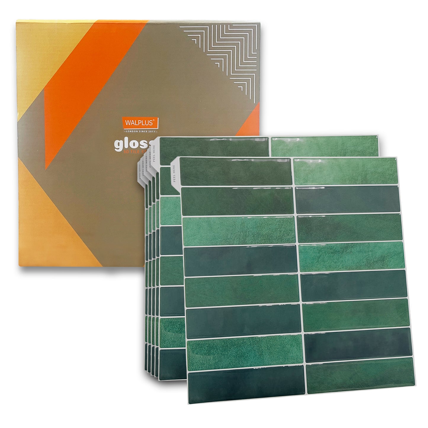 Dark Mose Green Rectangular 3D Sticker Tile 12 x 12 inches / 30.5 x 30.5 cm - 6pcs in a pack