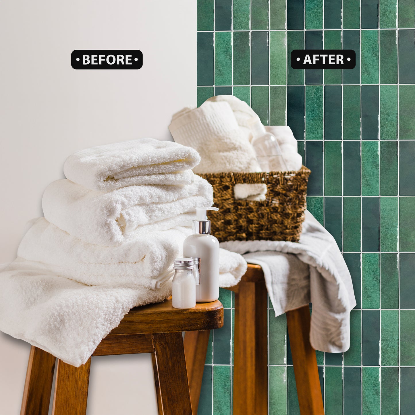 Dark Mose Green Rectangular 3D Sticker Tile 12 x 12 inches / 30.5 x 30.5 cm - 6pcs in a pack
