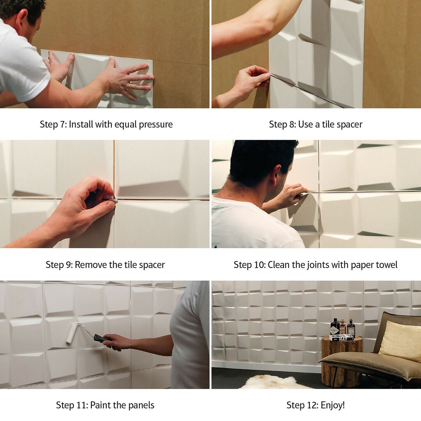 W3DP0010 - GA-WA13 Ventura Eco Friendly 3D Wall Panels Decorative Tiles - 50x50 cm - 12 Boards (for 3 sqm2)