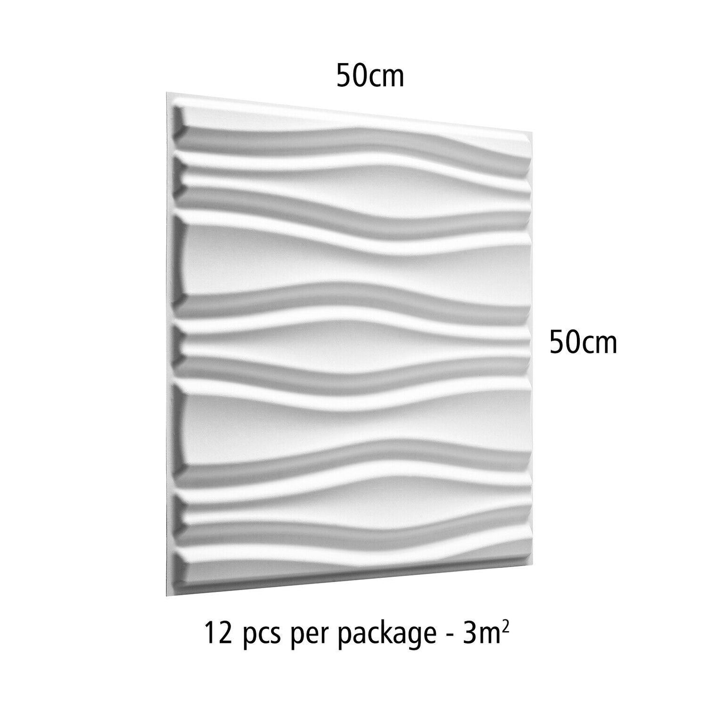 W3DP0011 - GA-WA14 Flows Eco Friendly 3D Wall Panels Decorative Tiles - 50x50 cm - 12 Boards (for 3 sqm2)