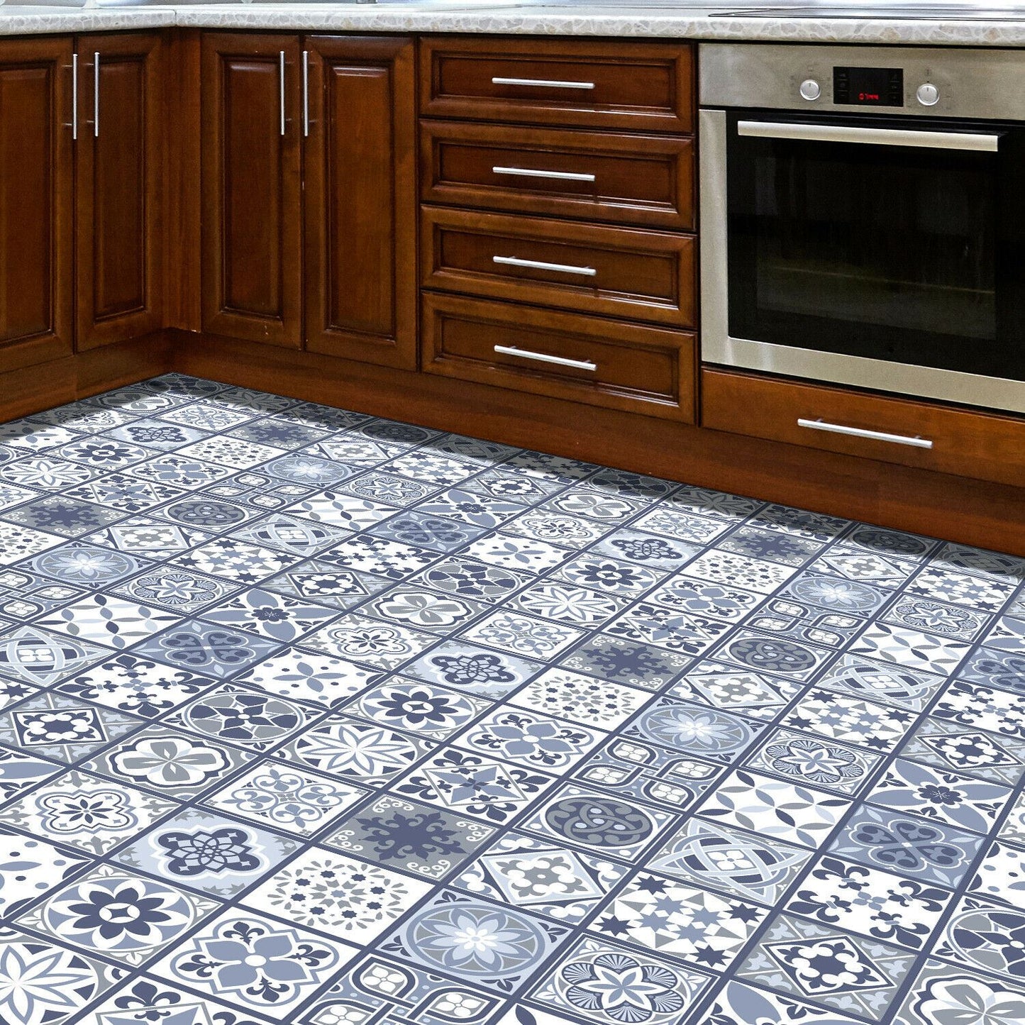 WFS6003 - Lisbon Blue Tiles Floor Sticker 120cm x 60 cm