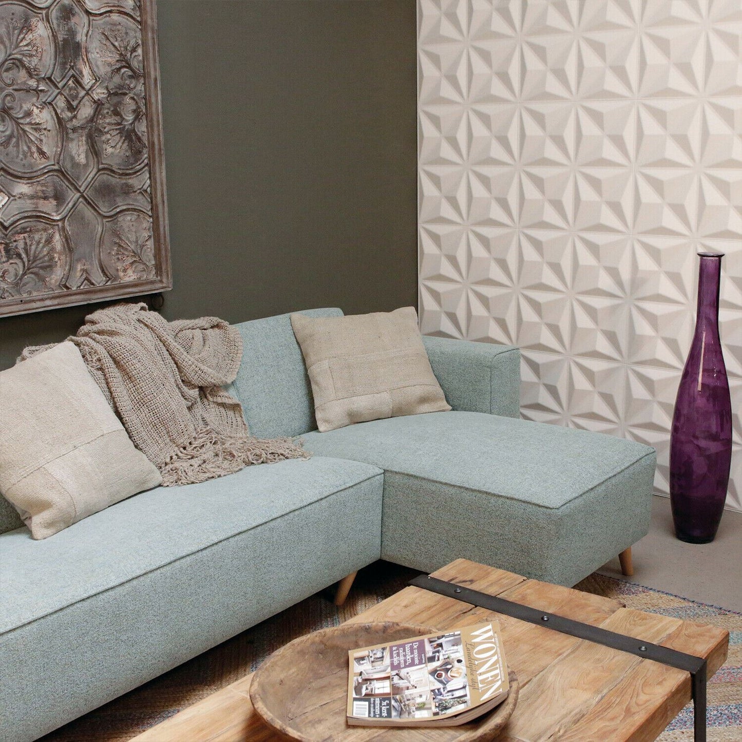 W3DP0013 - GA-WA17 Cullinans Eco Friendly 3D Wall Panels Decorative Tiles - 50x50 cm - 12 Boards (for 3 sqm2)